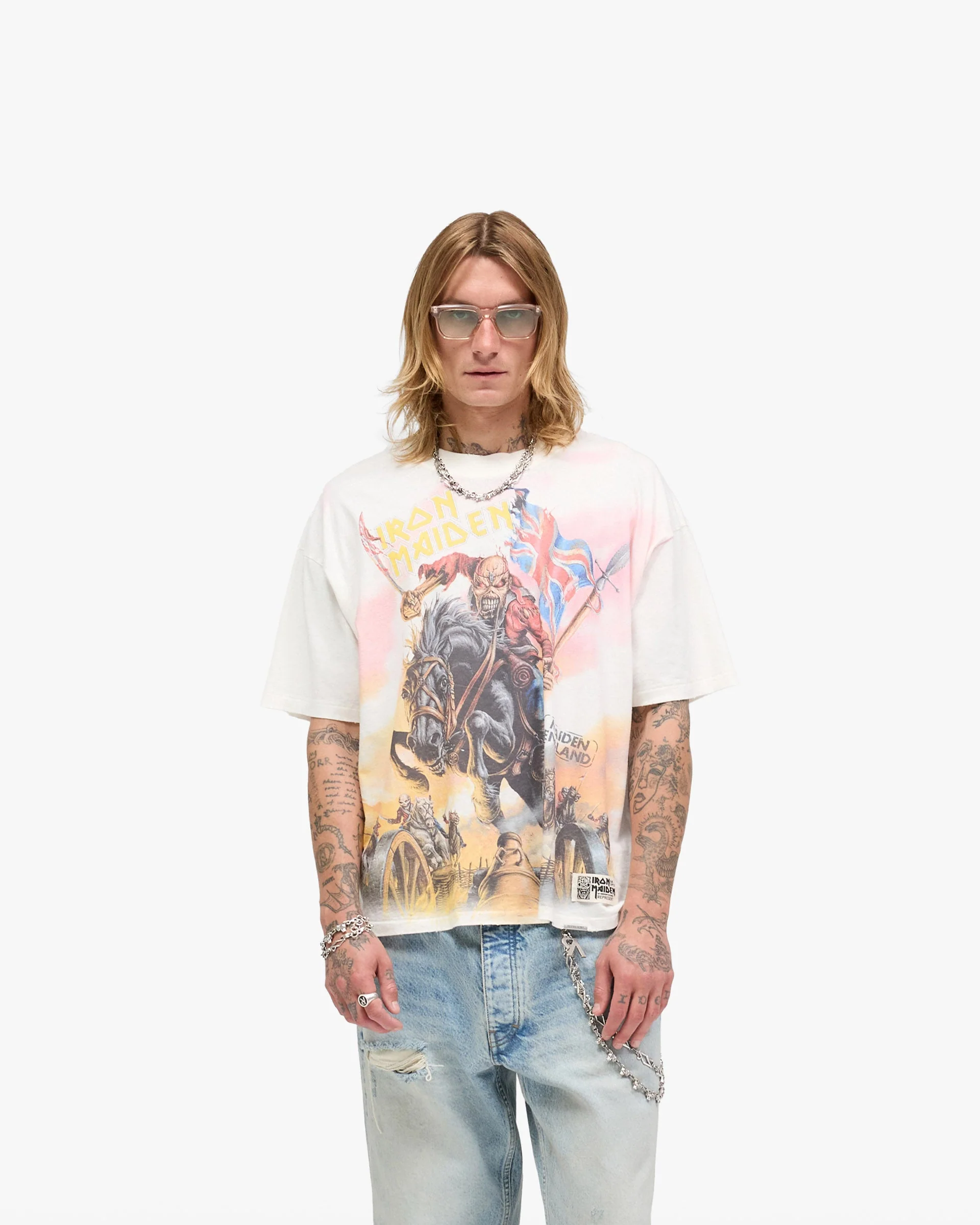 Represent X Iron Maiden Steed T-Shirt - Flat White - Image 3