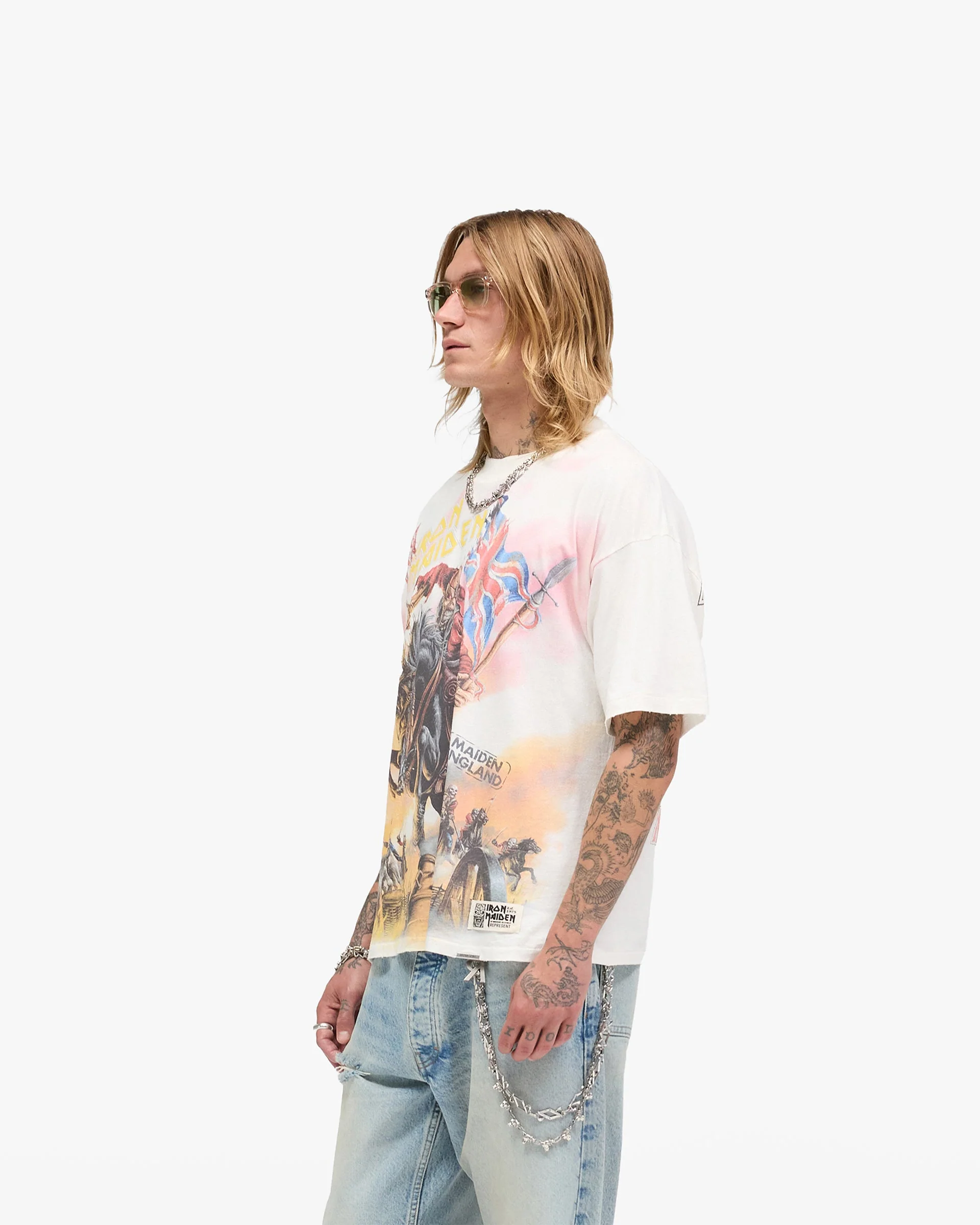 Represent X Iron Maiden Steed T-Shirt - Flat White - Image 4