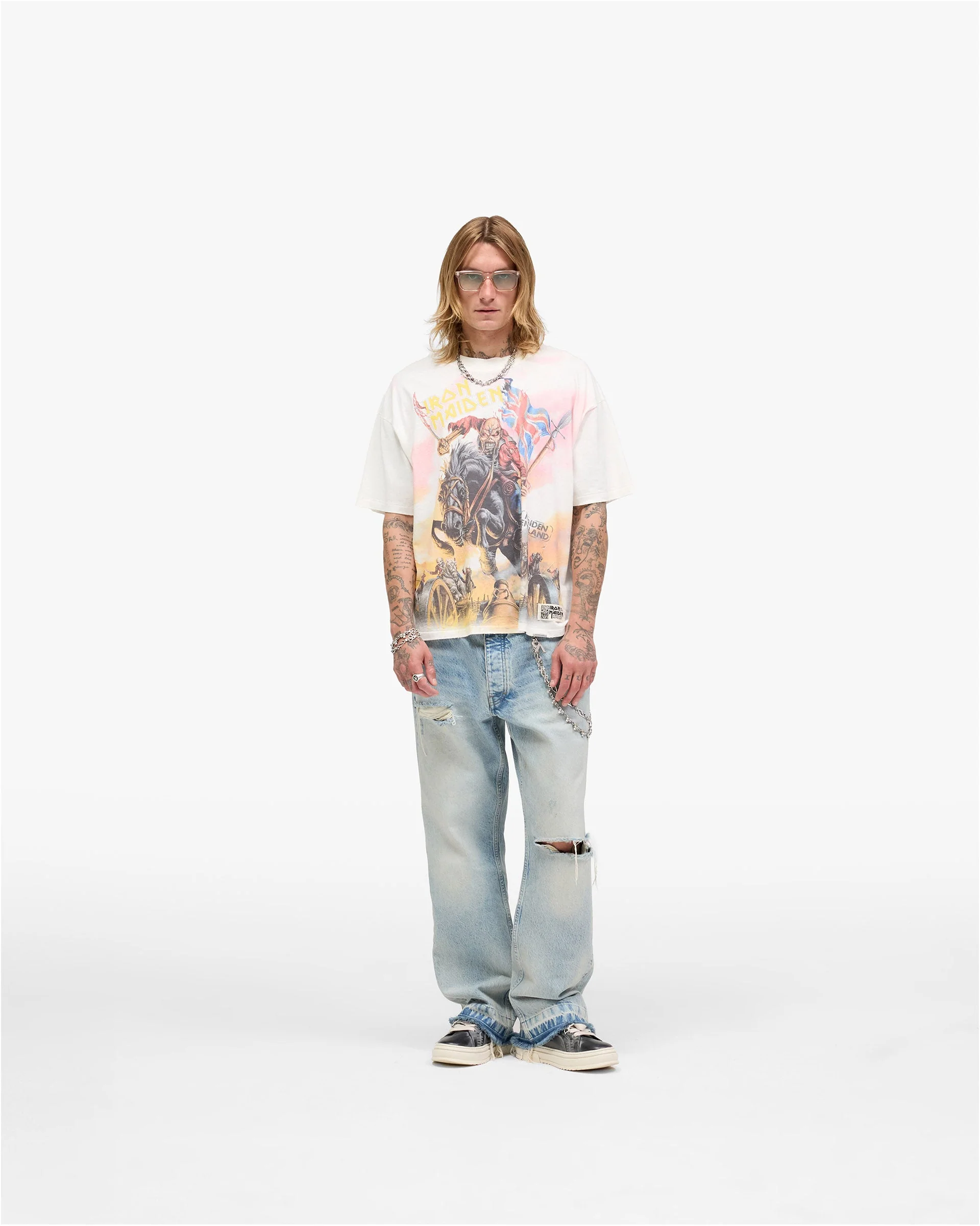 Represent X Iron Maiden Steed T-Shirt - Flat White - Image 6