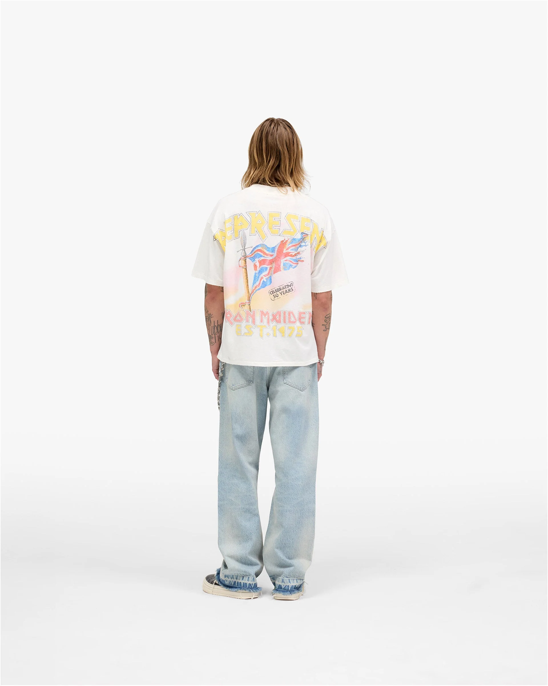 Represent X Iron Maiden Steed T-Shirt - Flat White - Image 8
