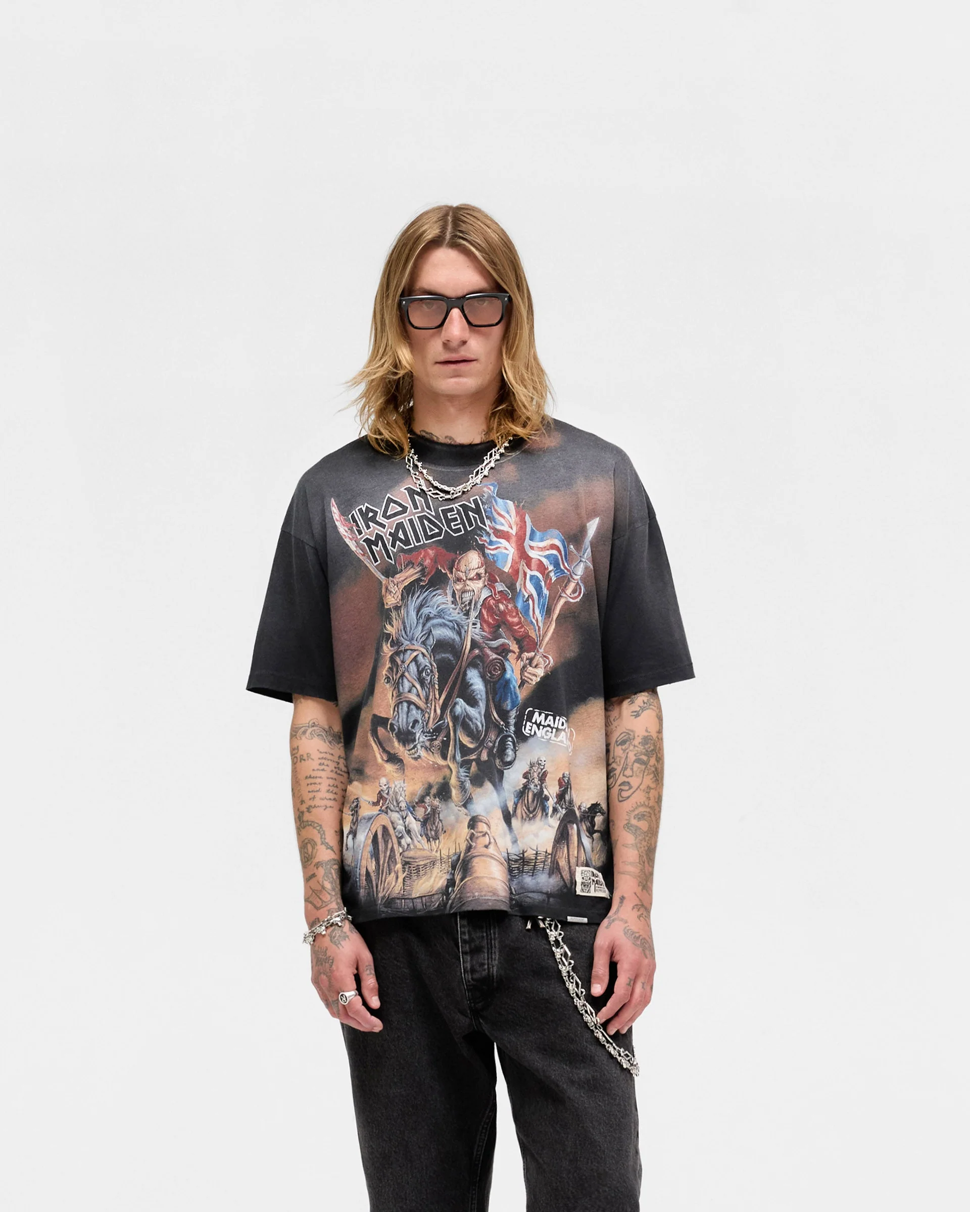Represent X Iron Maiden Steed T-Shirt - Stained Black - Image 3