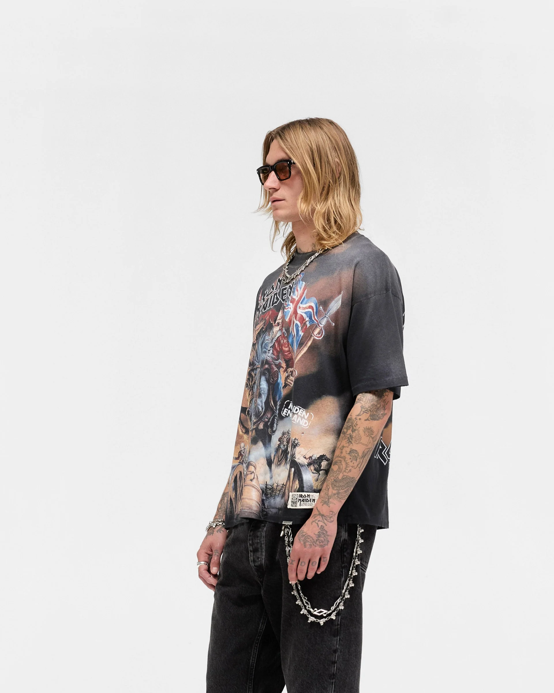 Represent X Iron Maiden Steed T-Shirt - Stained Black - Image 4
