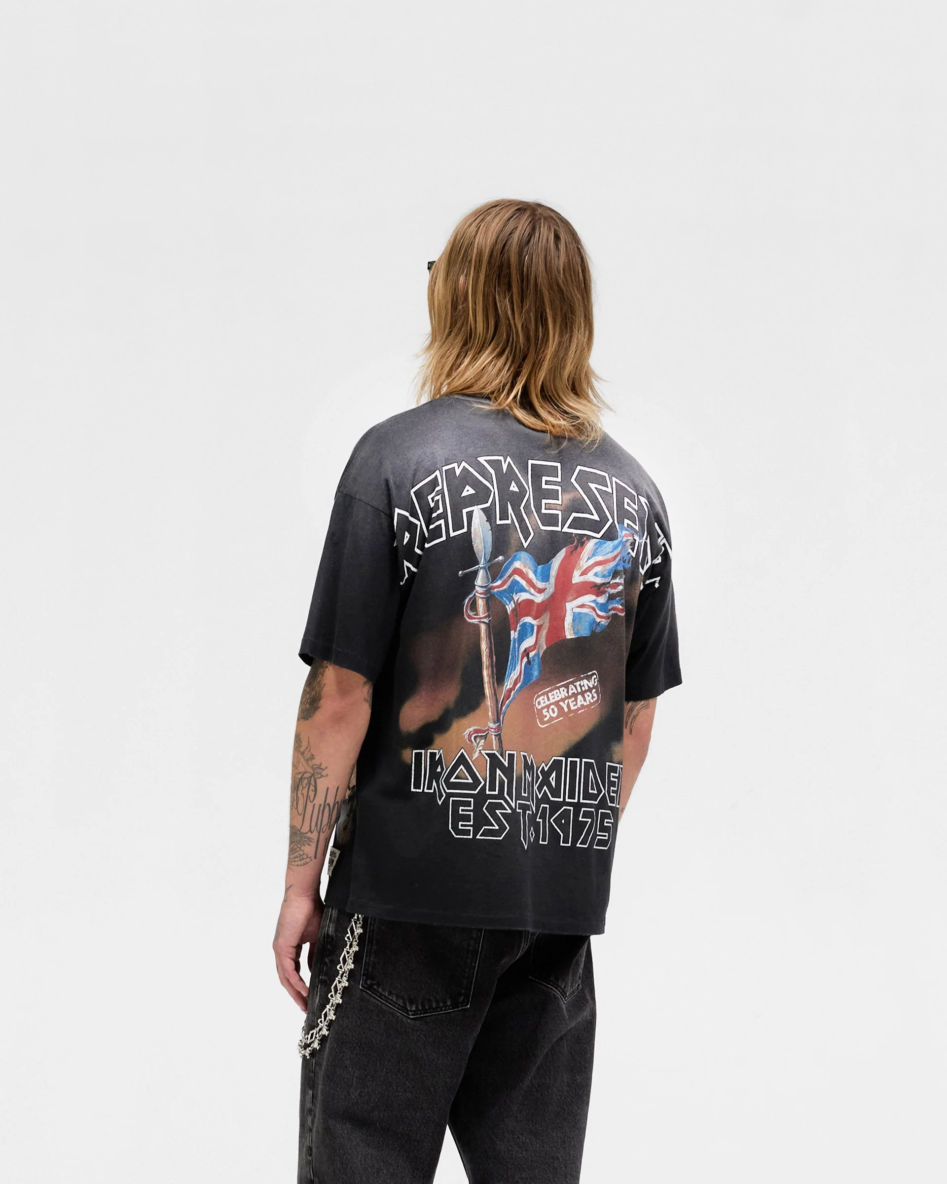 Represent X Iron Maiden Steed T-Shirt - Stained Black - Image 5