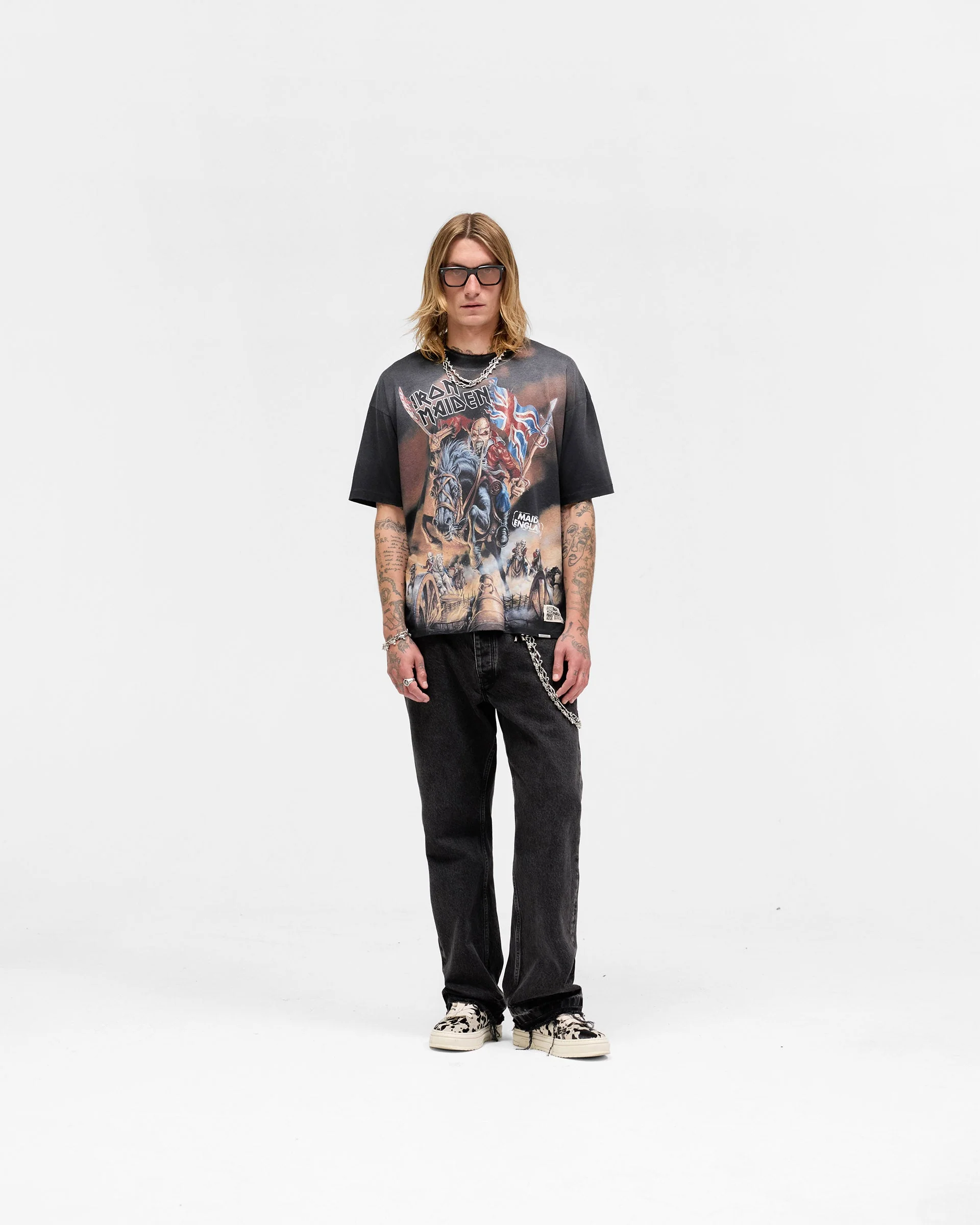 Represent X Iron Maiden Steed T-Shirt - Stained Black - Image 6