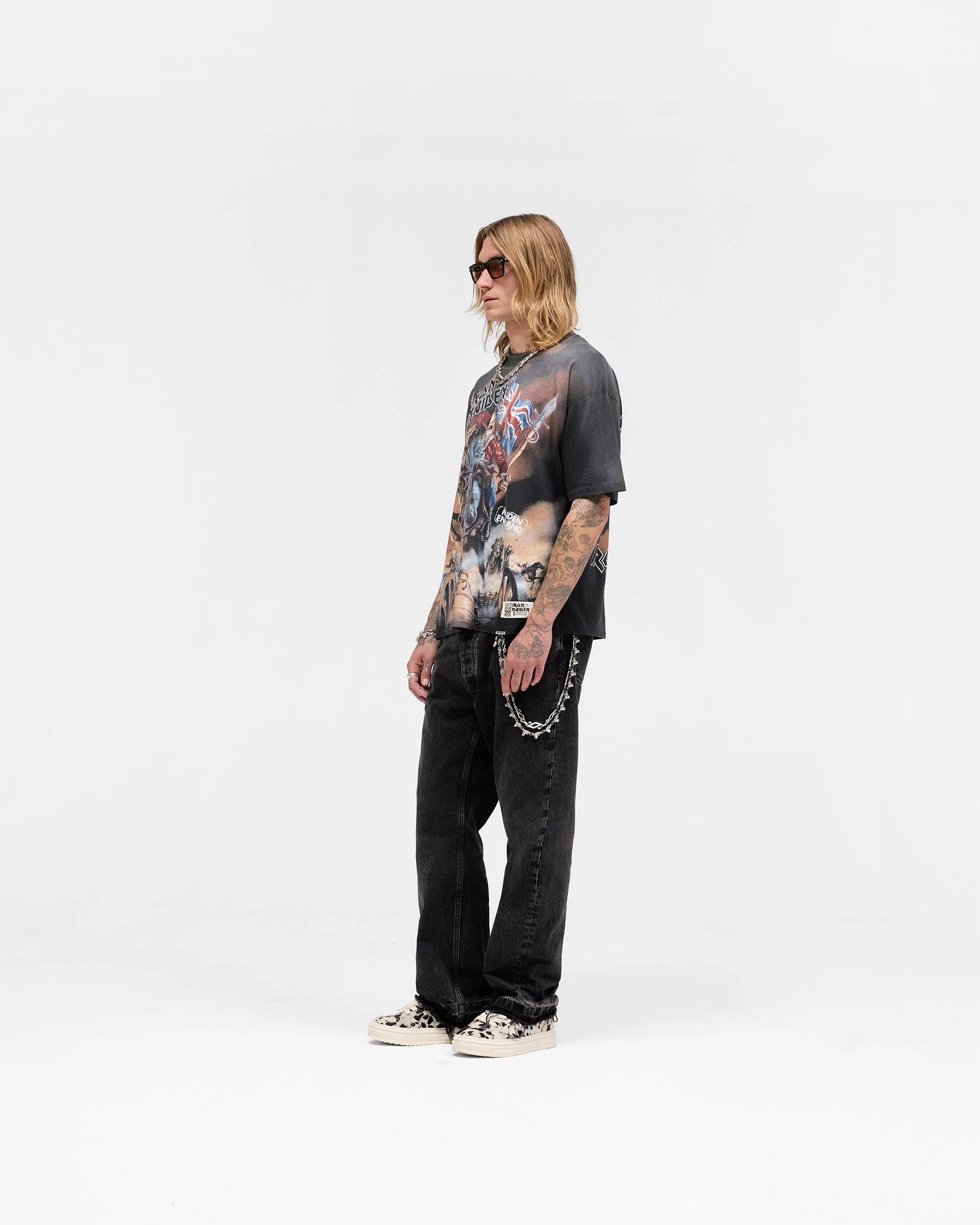 Represent X Iron Maiden Steed T-Shirt - Stained Black - Image 7