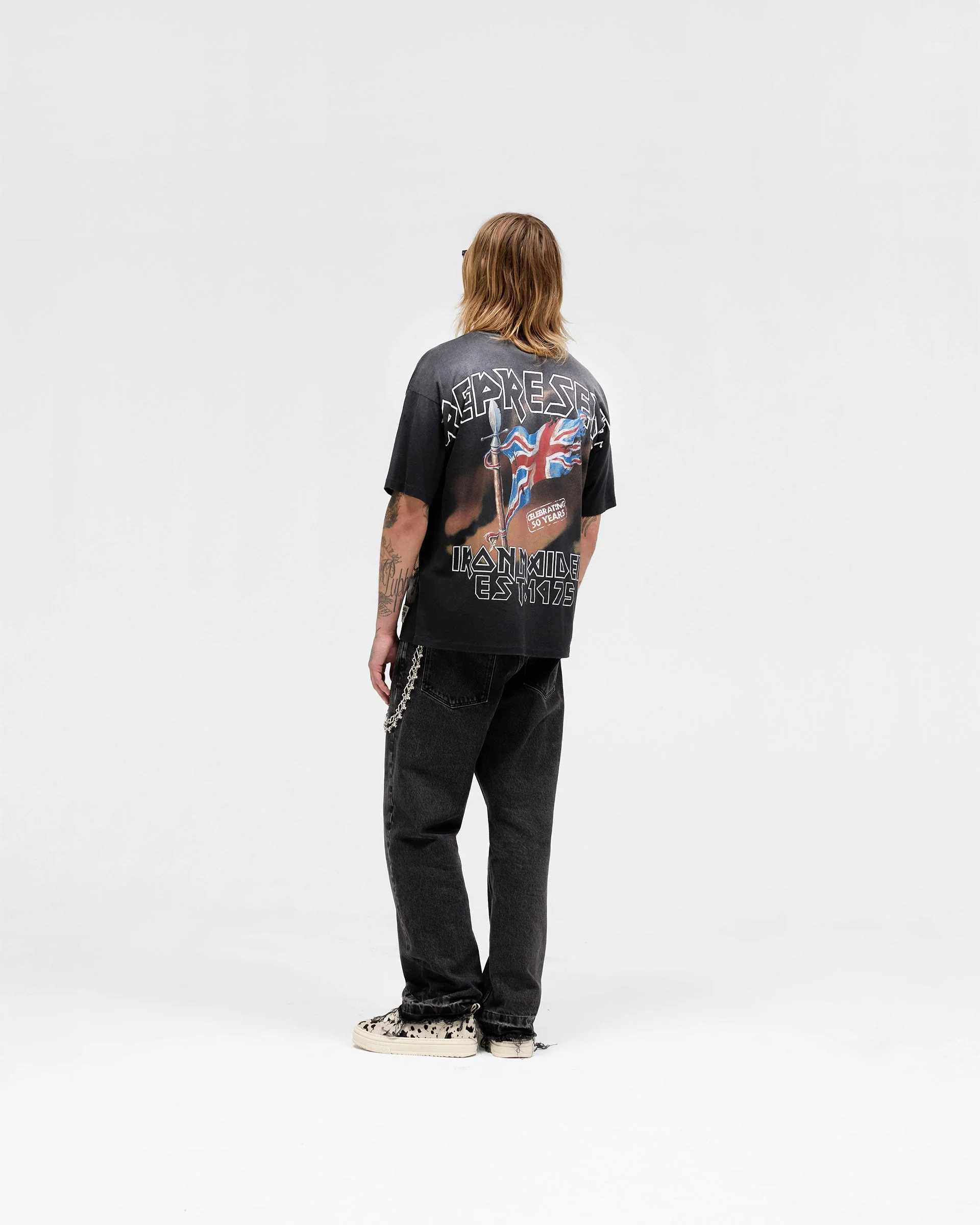 Represent X Iron Maiden Steed T-Shirt - Stained Black - Image 8