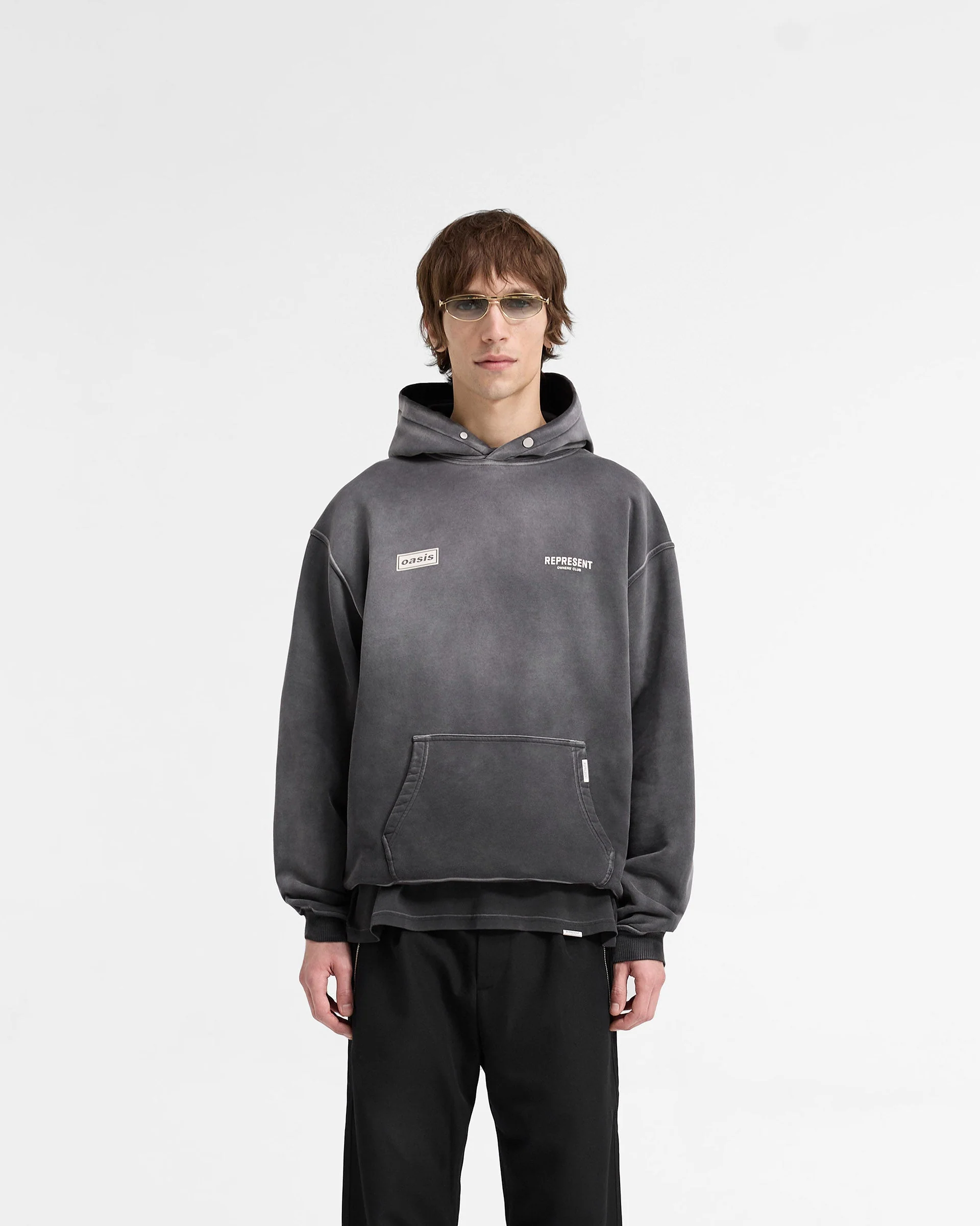 Represent X Oasis Owners Club Hoodie - Stained Black - Image 3
