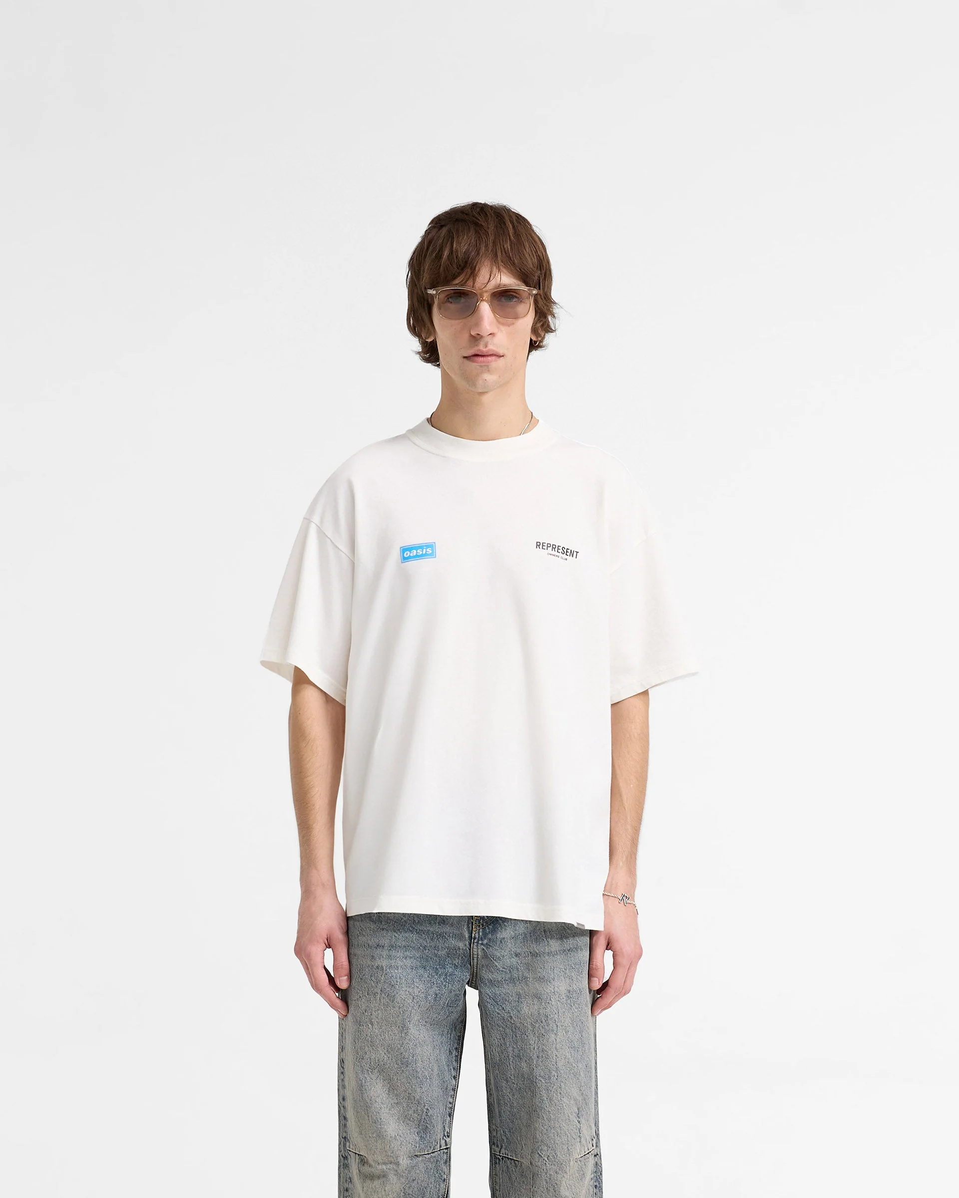 Represent X Oasis Owners Club T-Shirt - Flat White - Image 3
