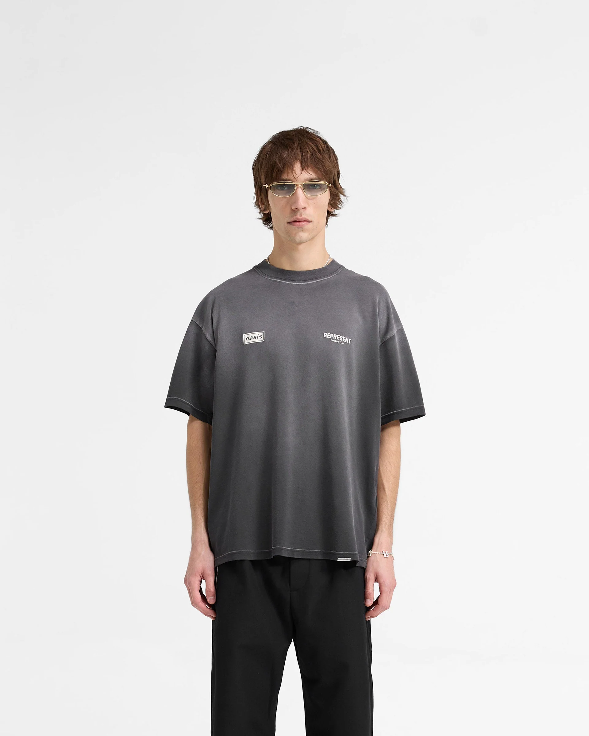Represent X Oasis Owners Club T-Shirt - Stained Black - Image 3