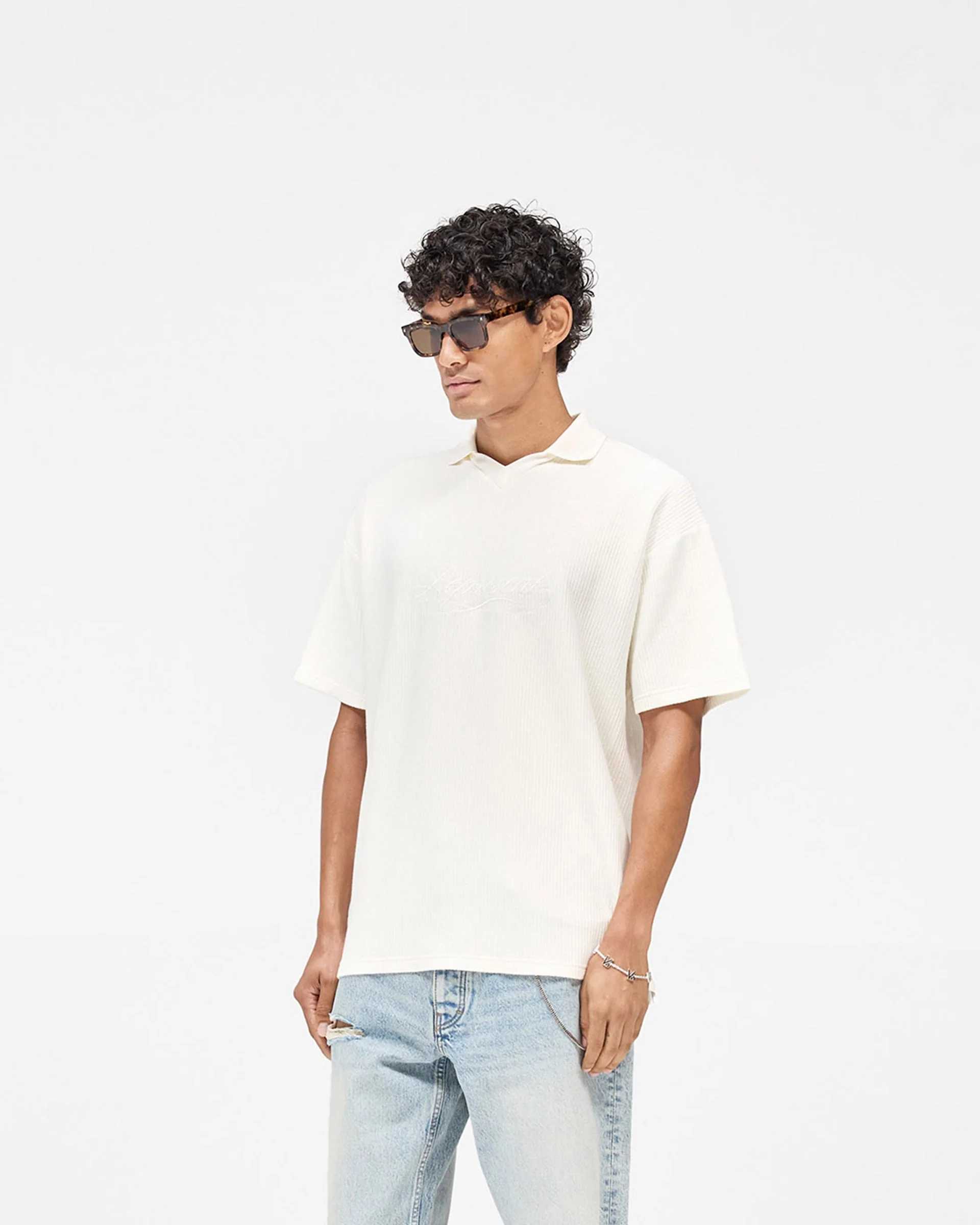 Ribbed Polo - Aged White - Image 2