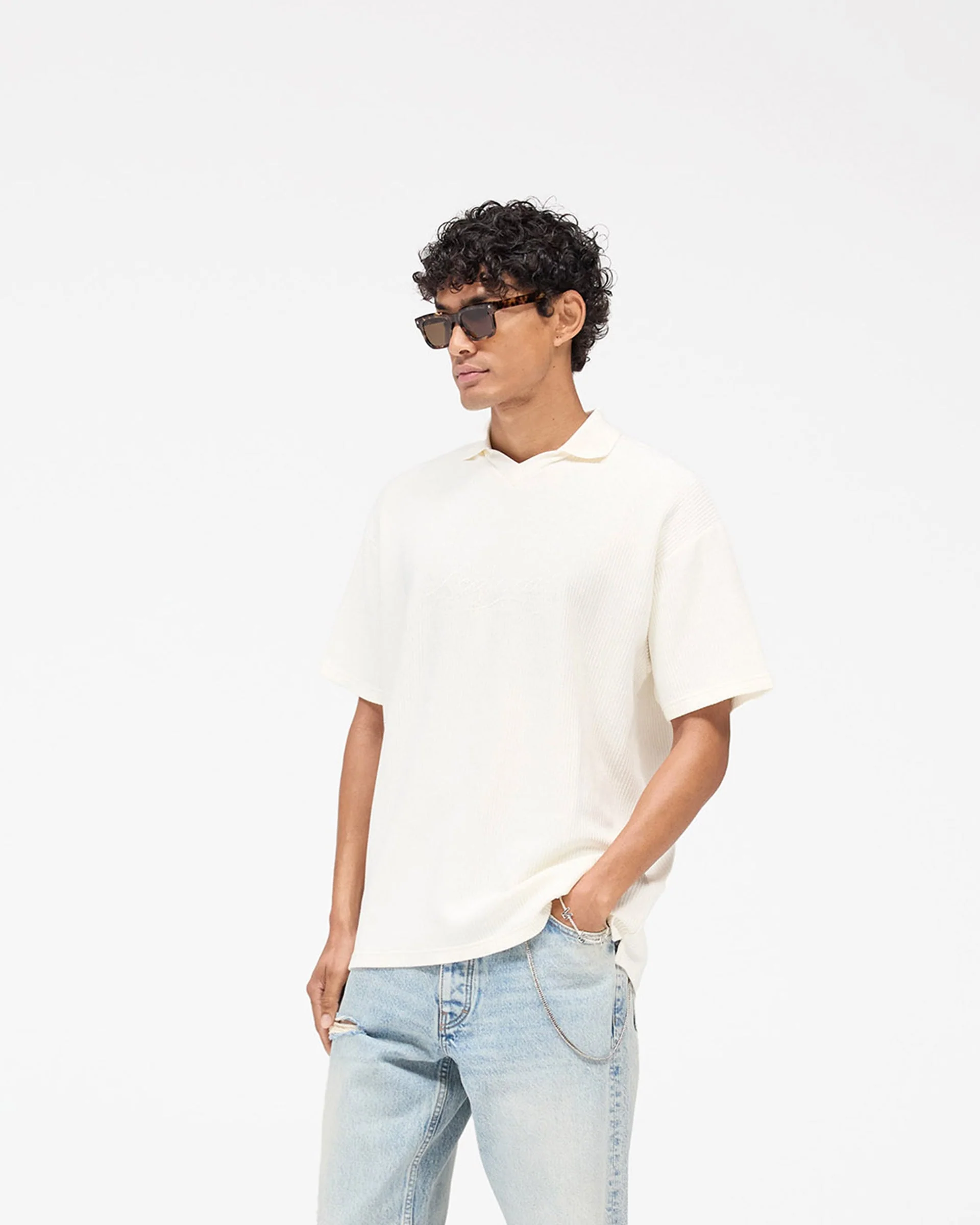 Ribbed Polo - Aged White - Image 4