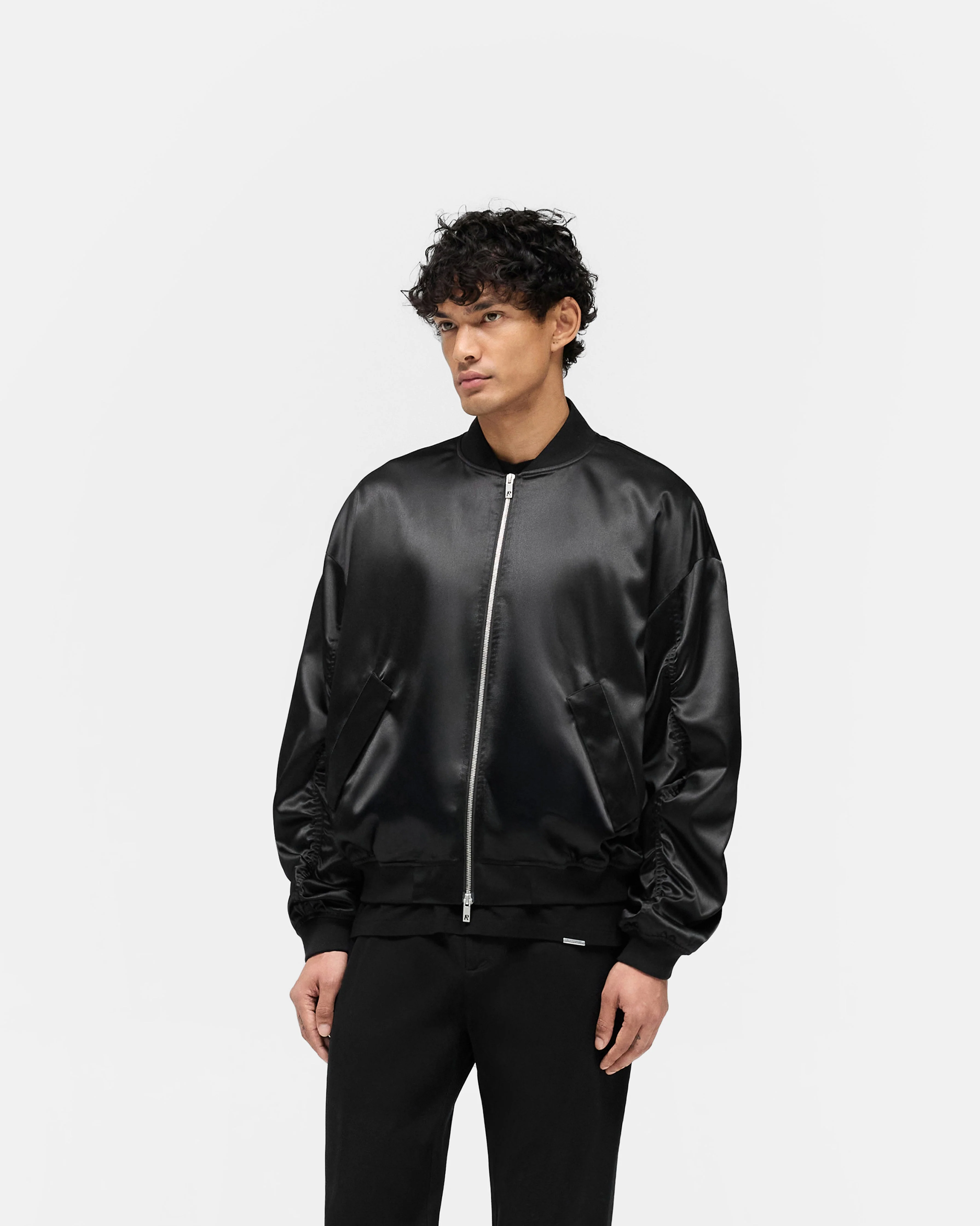 Satin Bomber - Black - Image 2