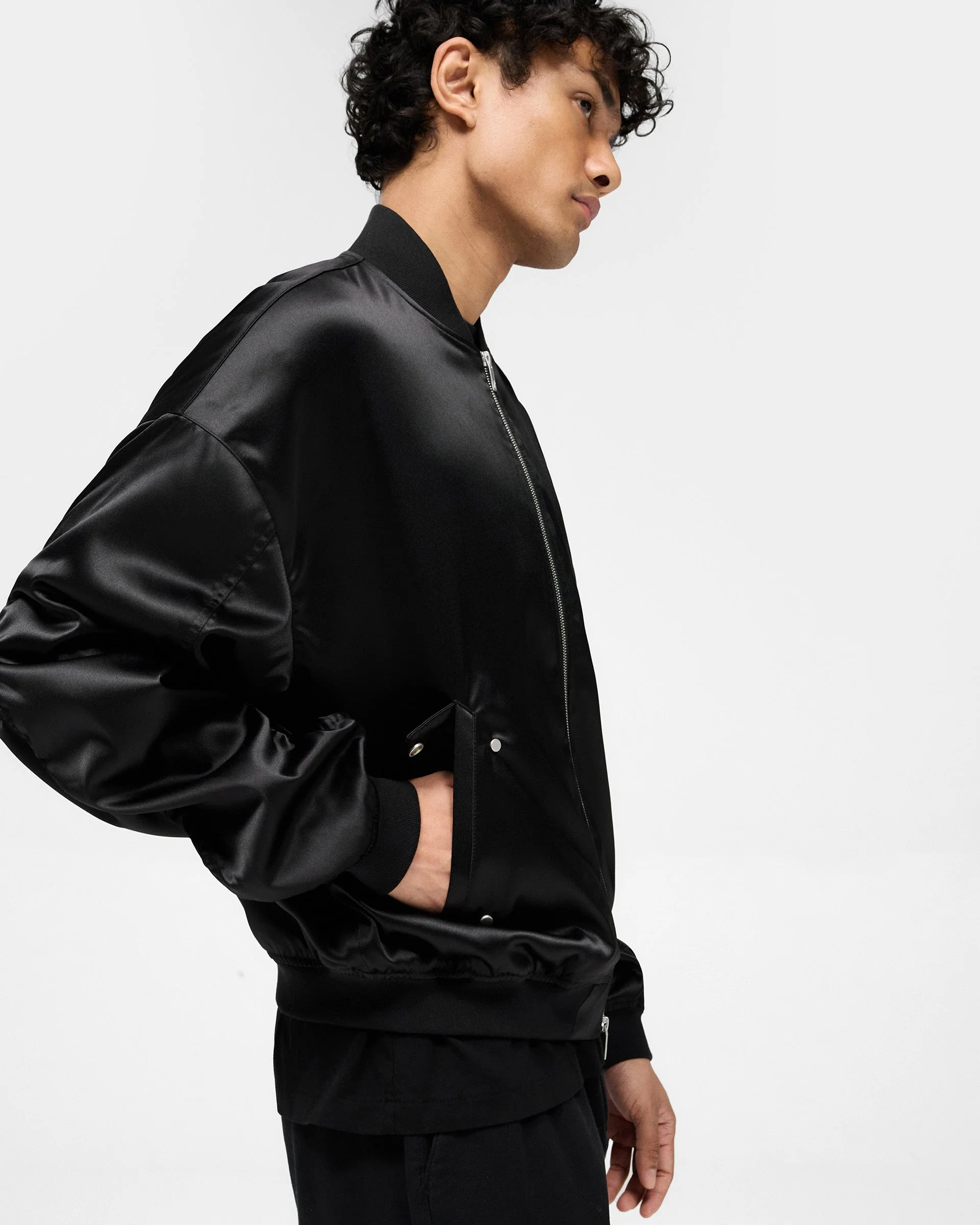 Satin Bomber - Black - Image 5