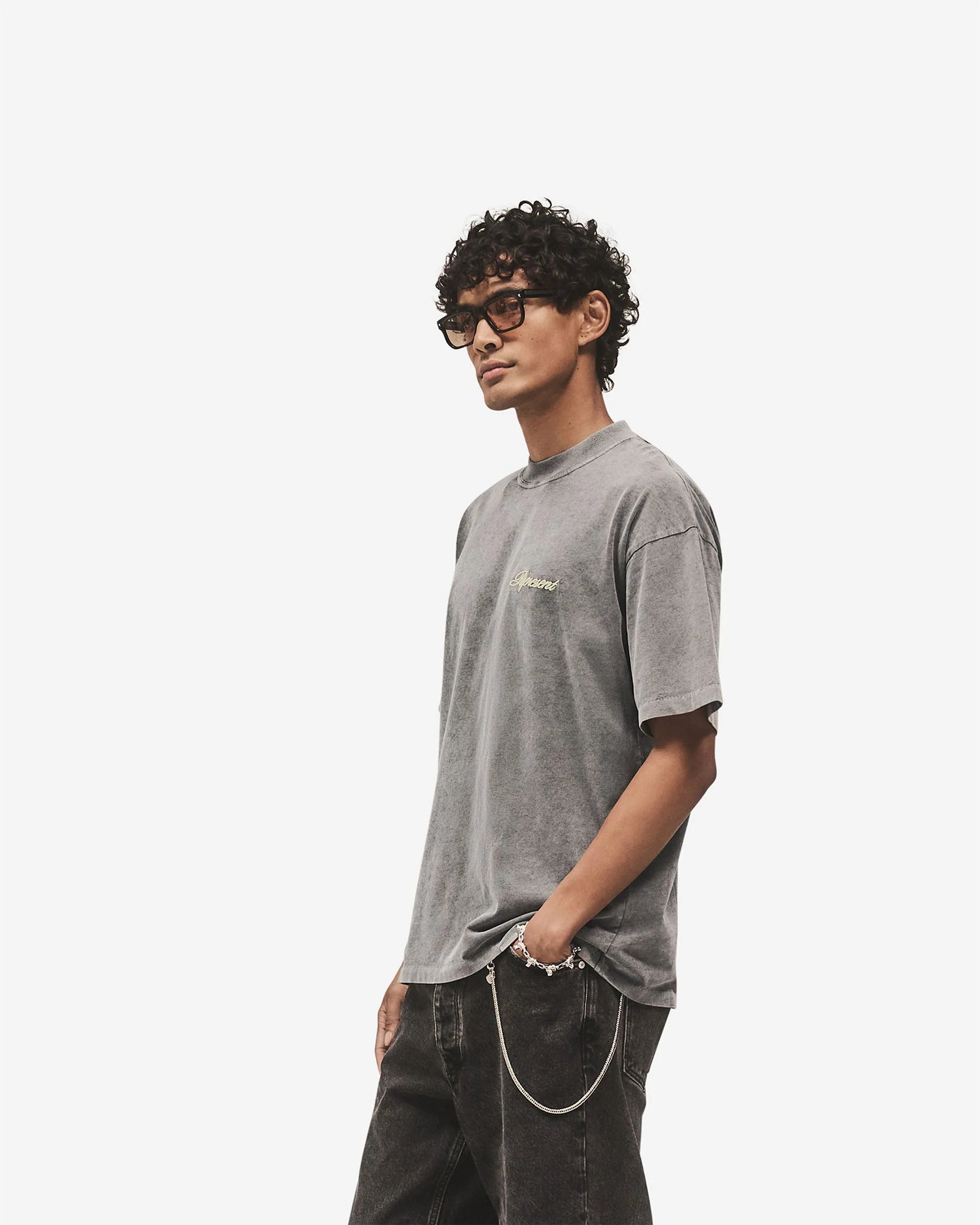 Script Logo T-Shirt - Vintage Grey - Image 6