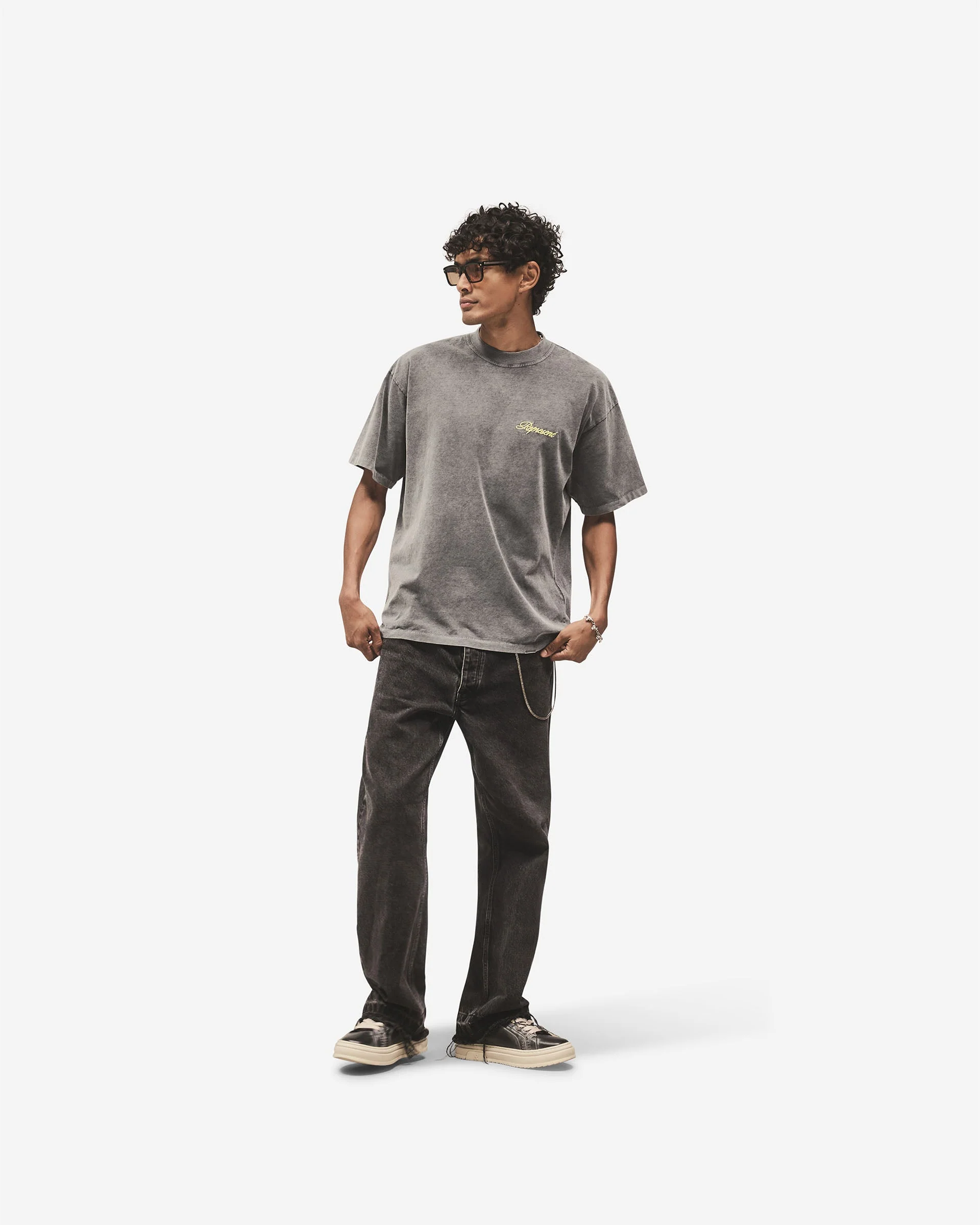Script Logo T-Shirt - Vintage Grey - Image 8