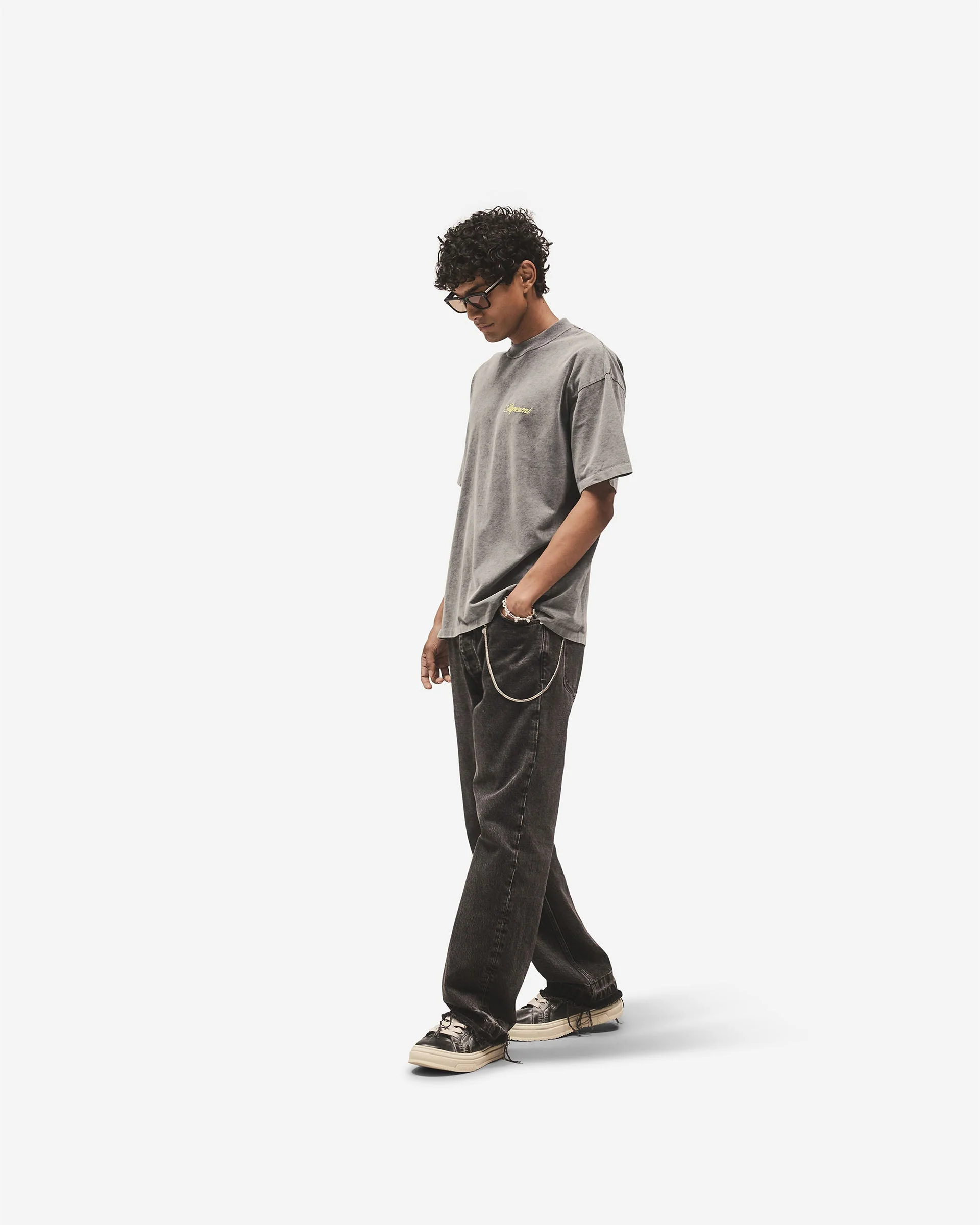 Script Logo T-Shirt - Vintage Grey - Image 9