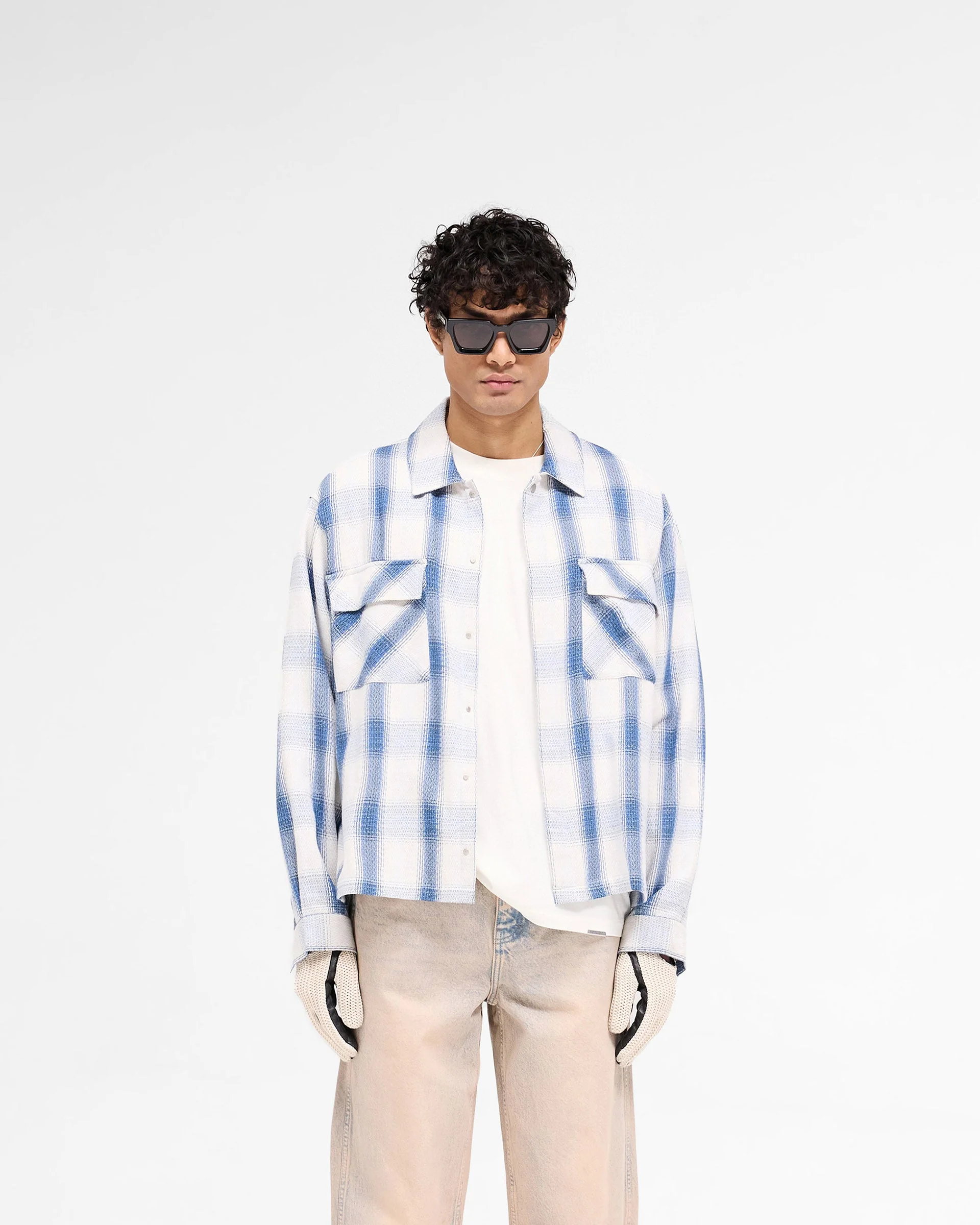 Season Flannel Shirt - Mid Blue - Image 3