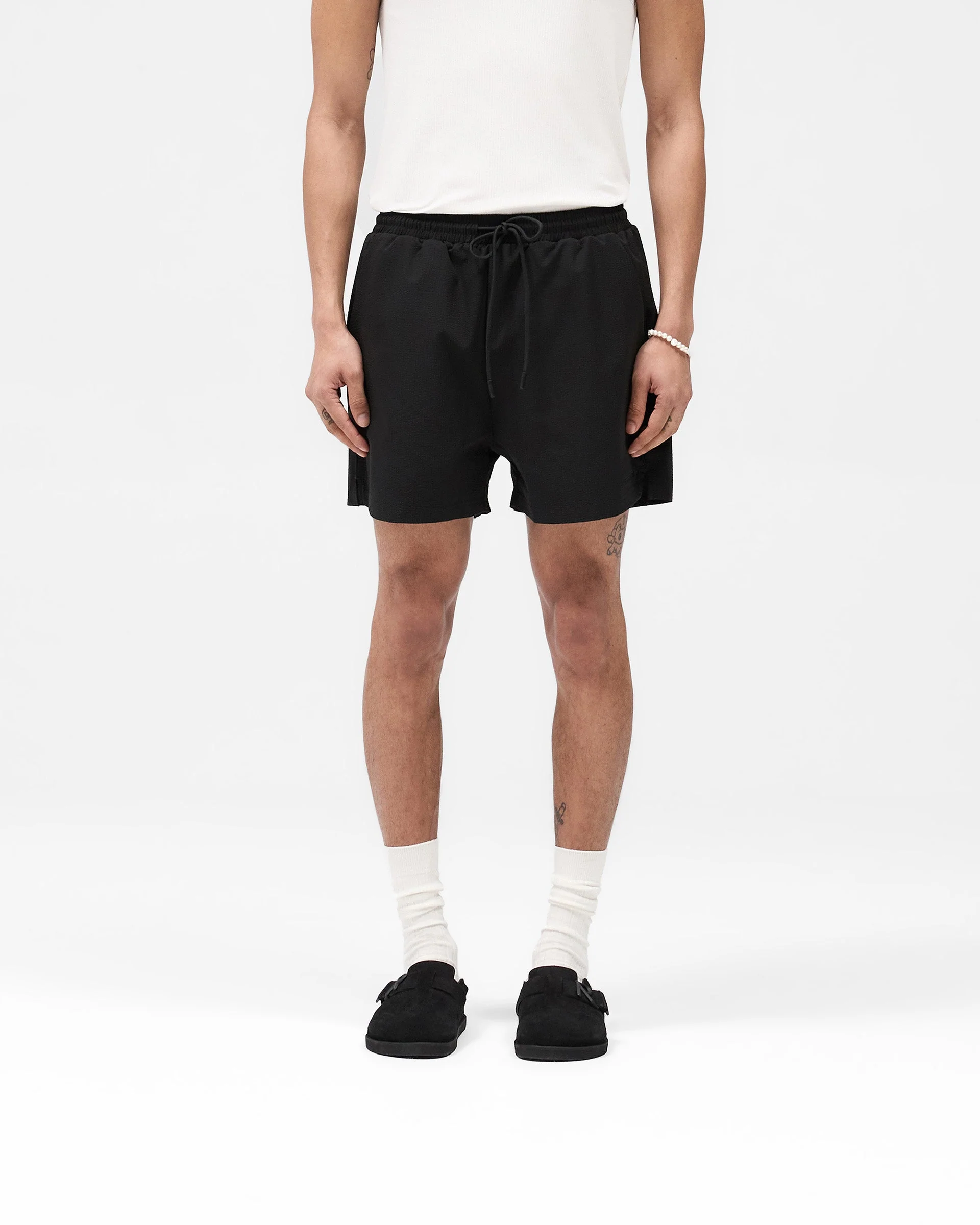 Seersucker Smart Swim Short - Black - Image 3