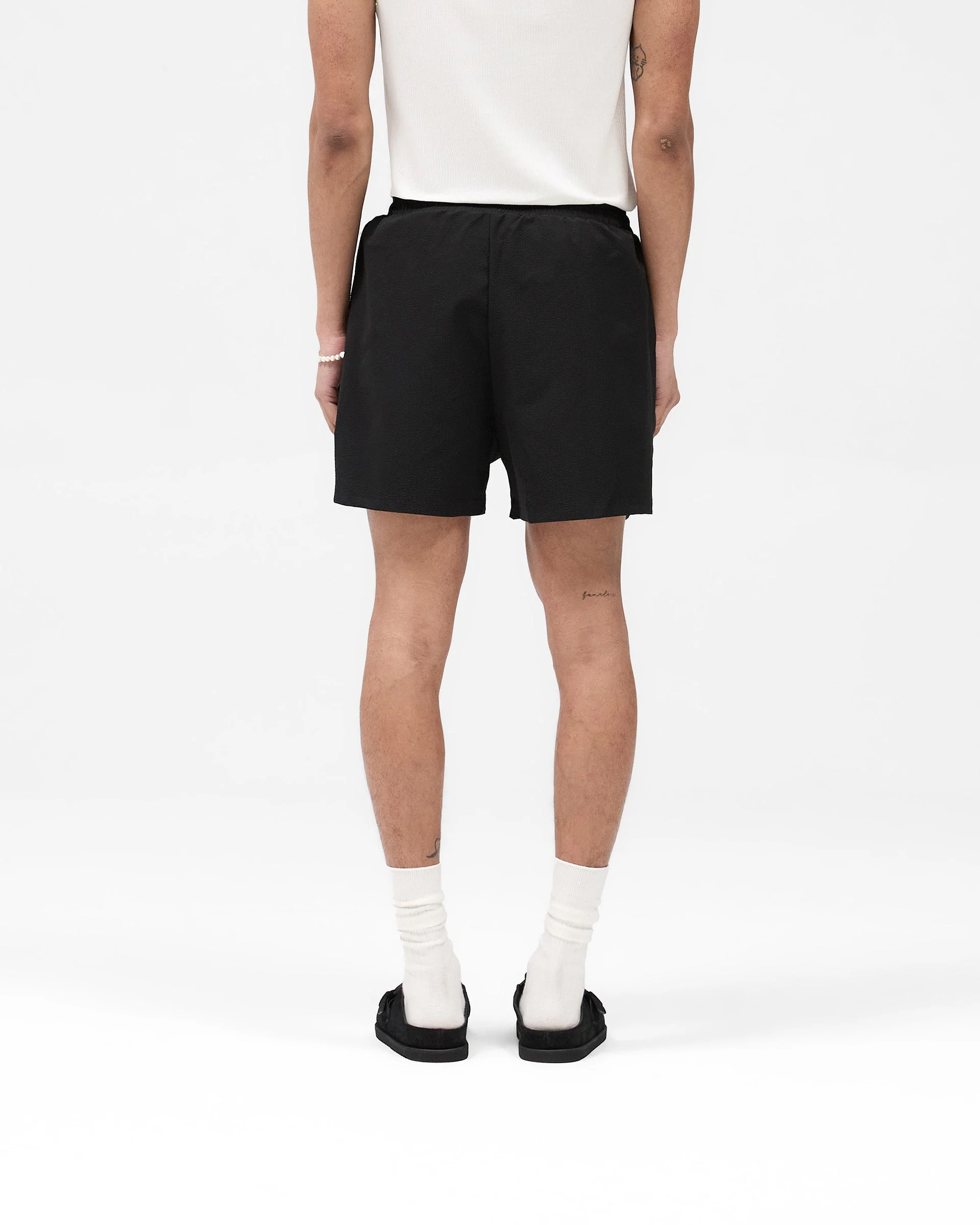 Seersucker Smart Swim Short - Black - Image 4