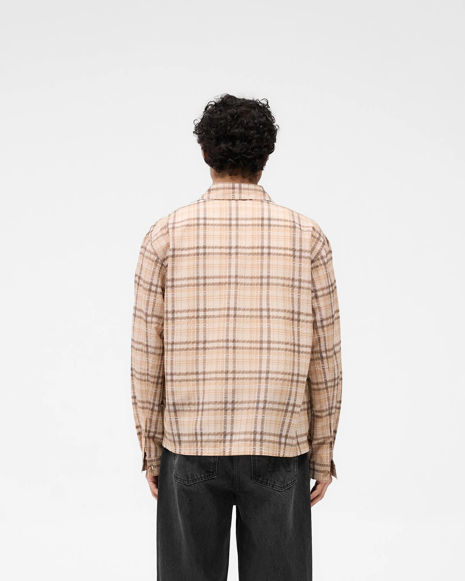 Sheer Flannel Shirt - Brown Check - Image 4