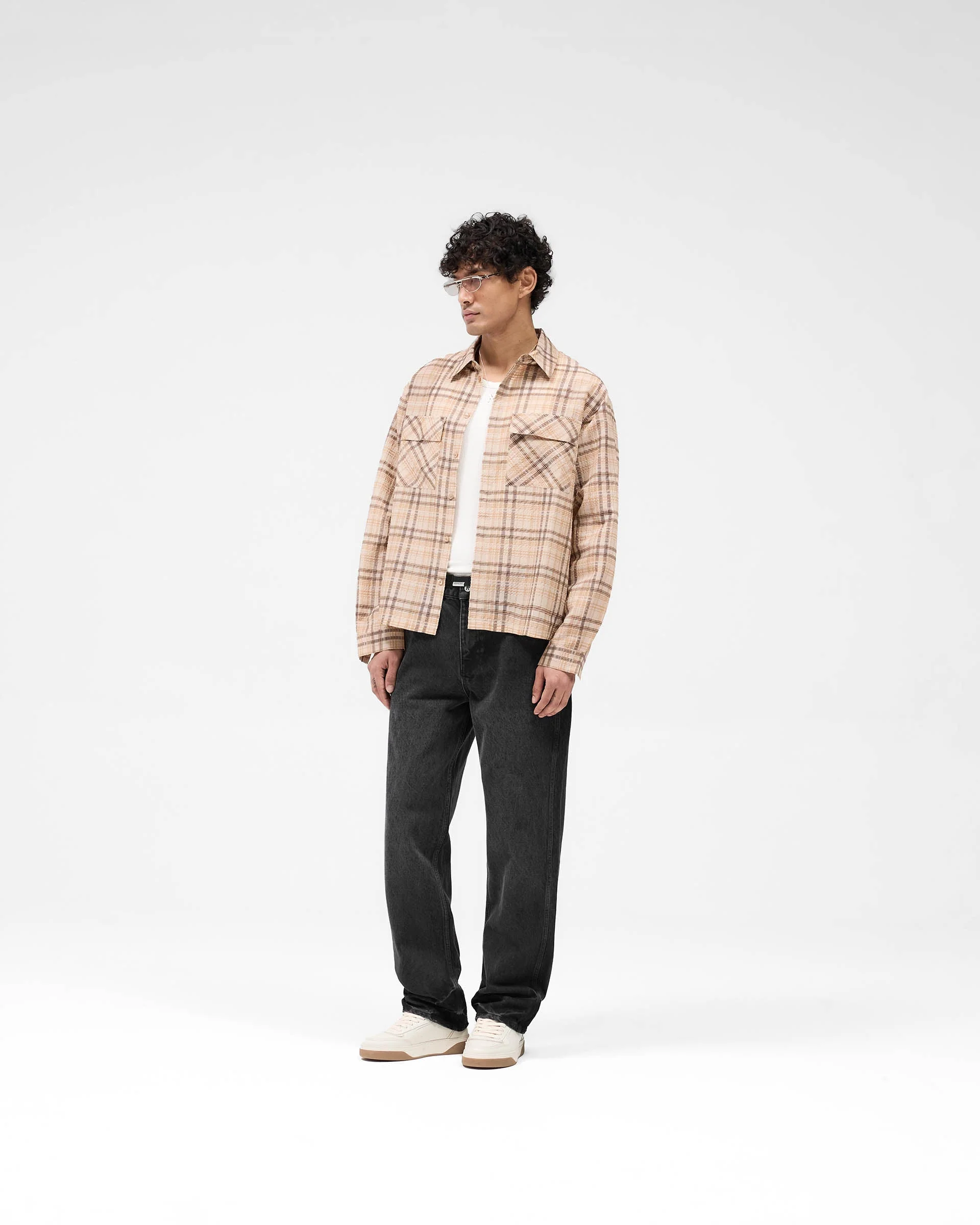 Sheer Flannel Shirt - Brown Check - Image 8