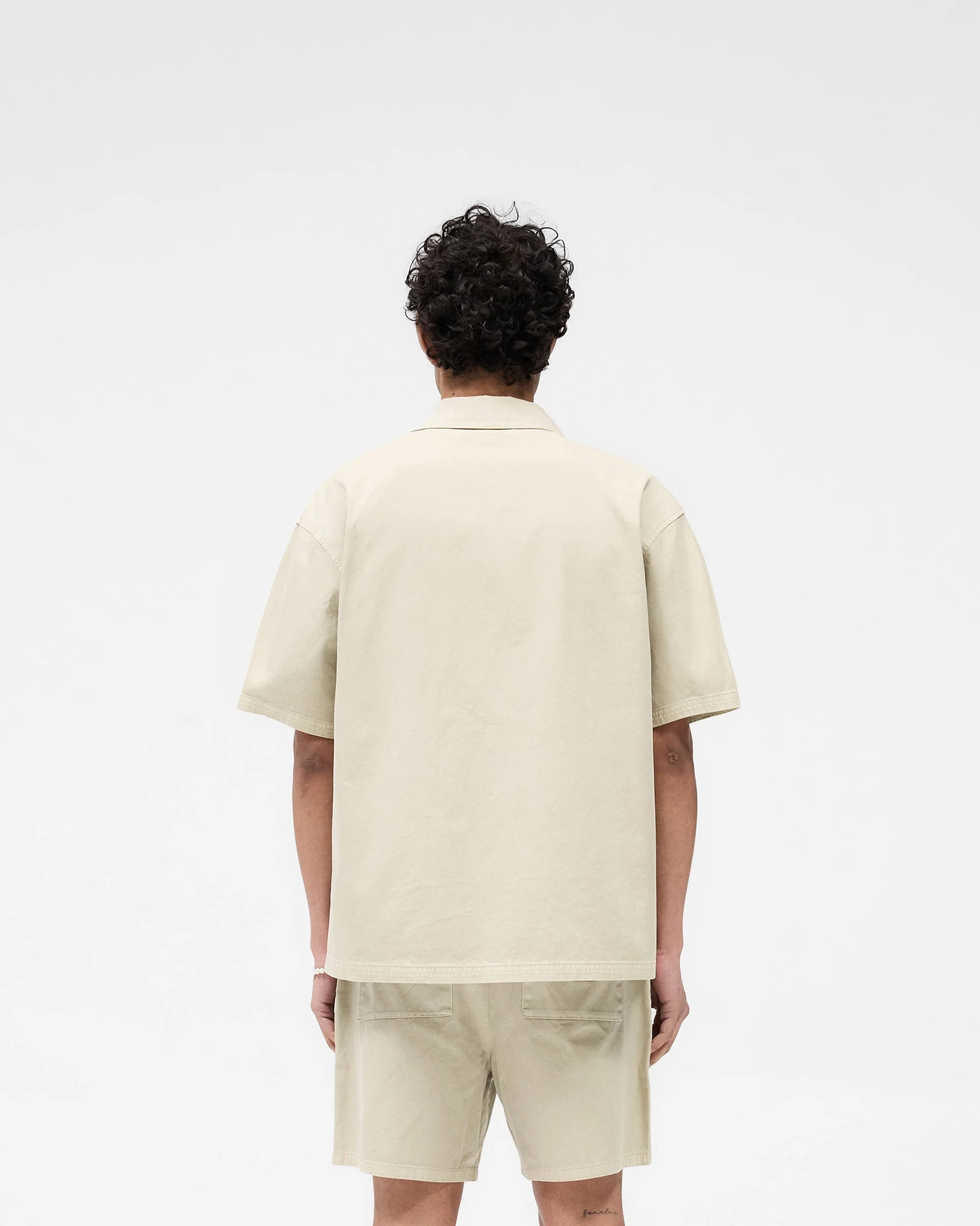 Short Sleeve Cotton Overshirt - Beige - Image 4