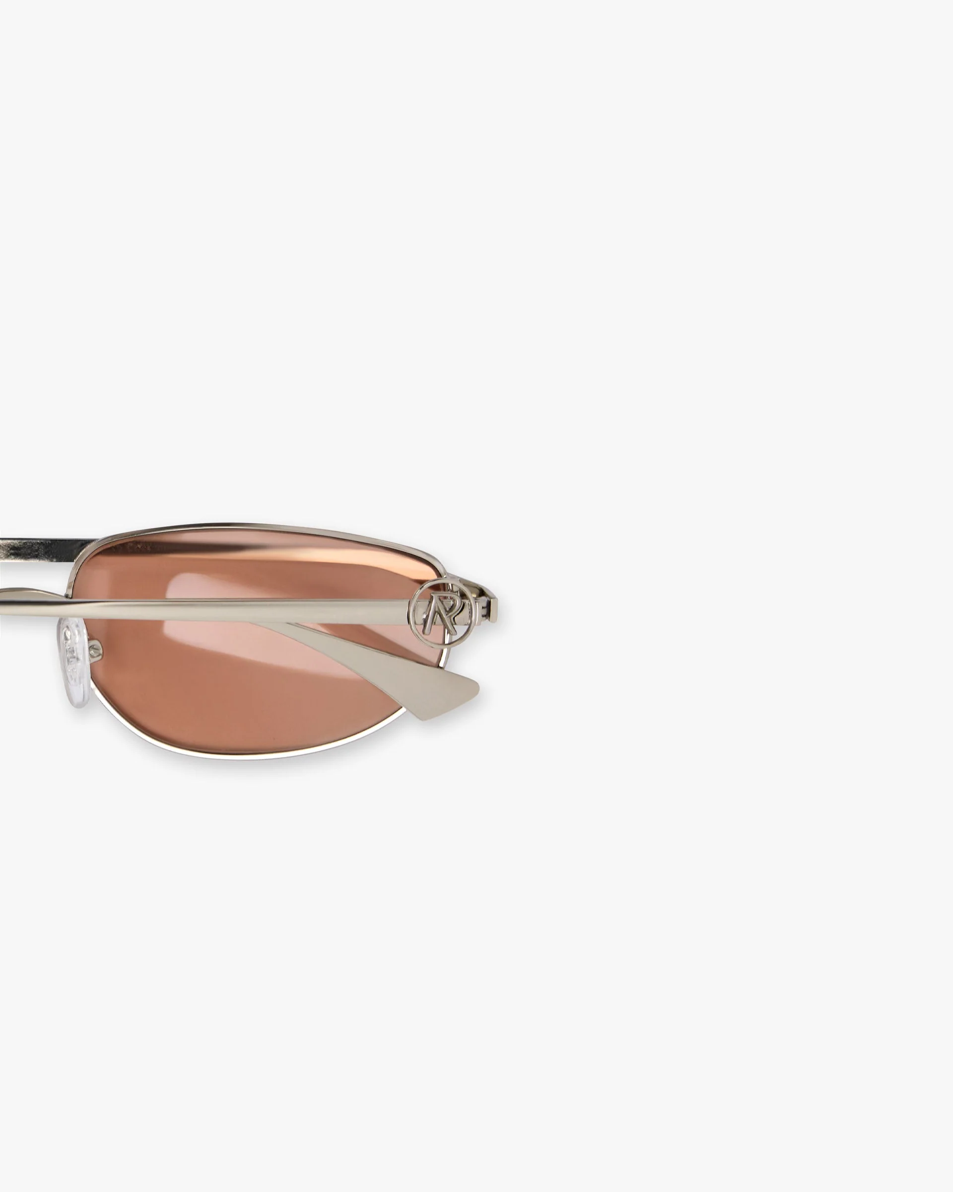 Slim Aviator Sunglasses - Silver Brown - Image 3