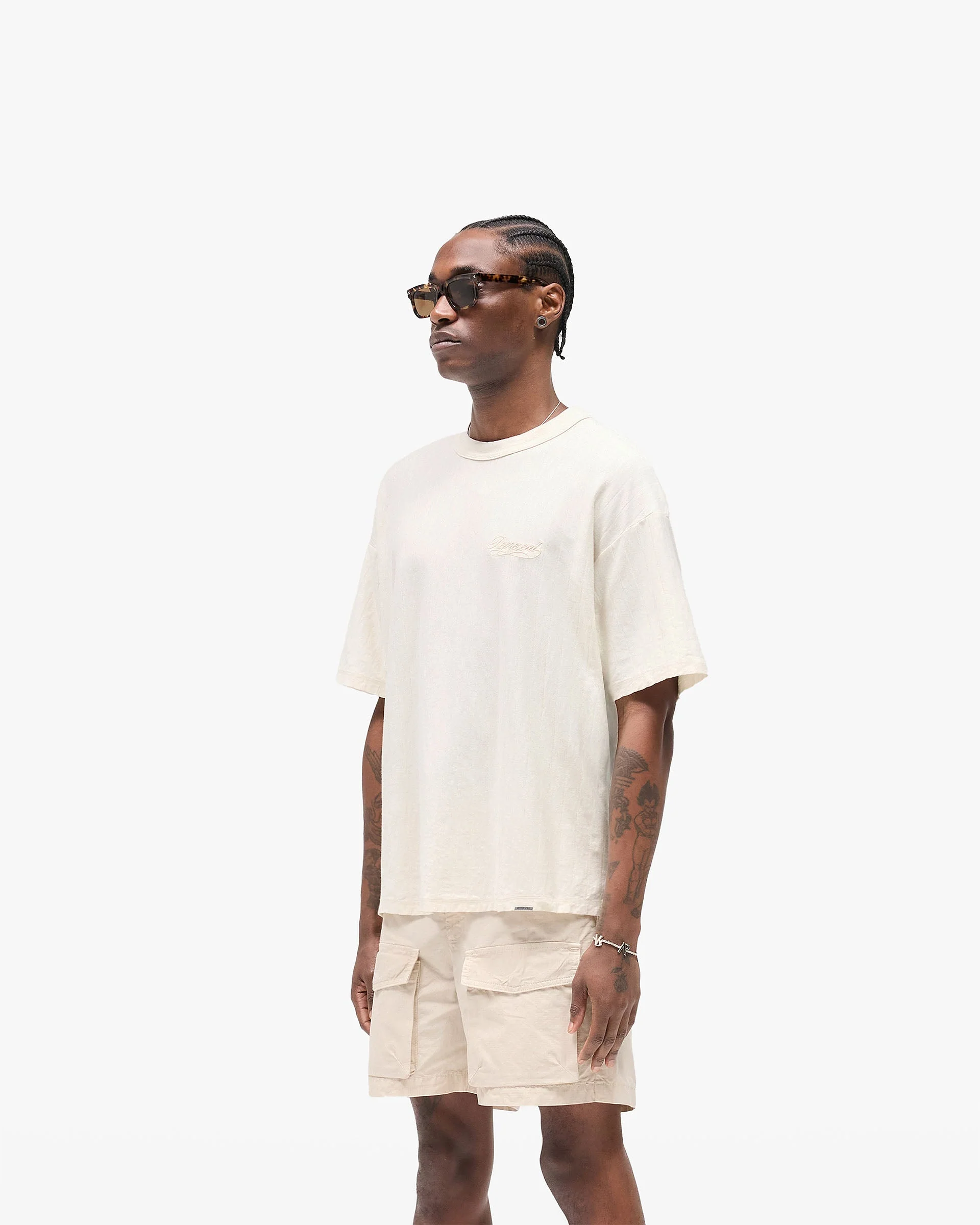 Slub Script T-Shirt - Aged White - Image 2