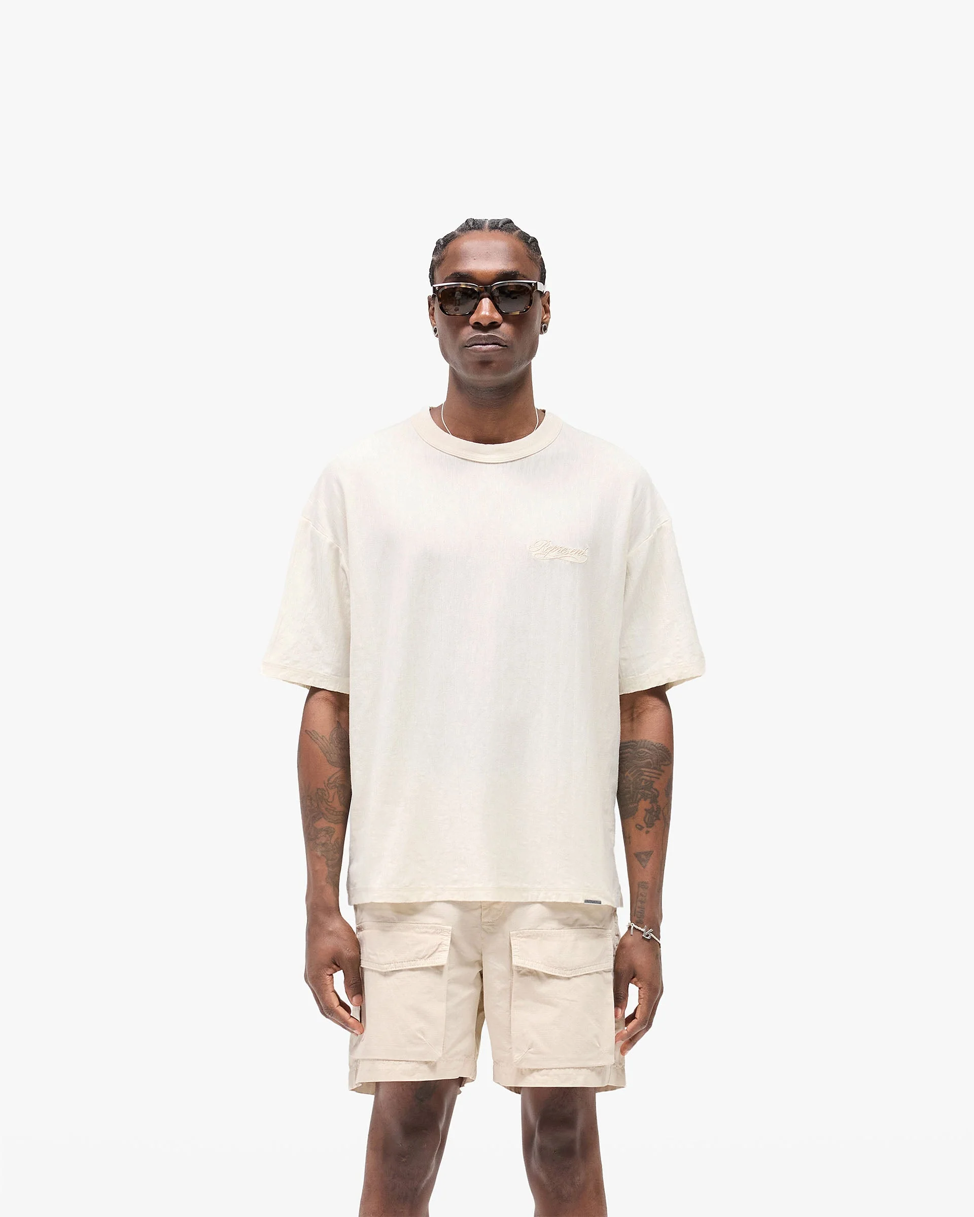 Slub Script T-Shirt - Aged White - Image 3