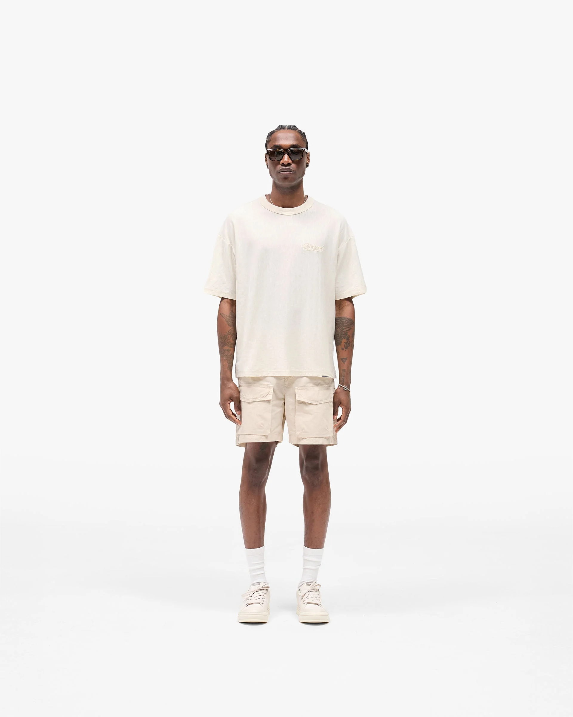 Slub Script T-Shirt - Aged White - Image 5