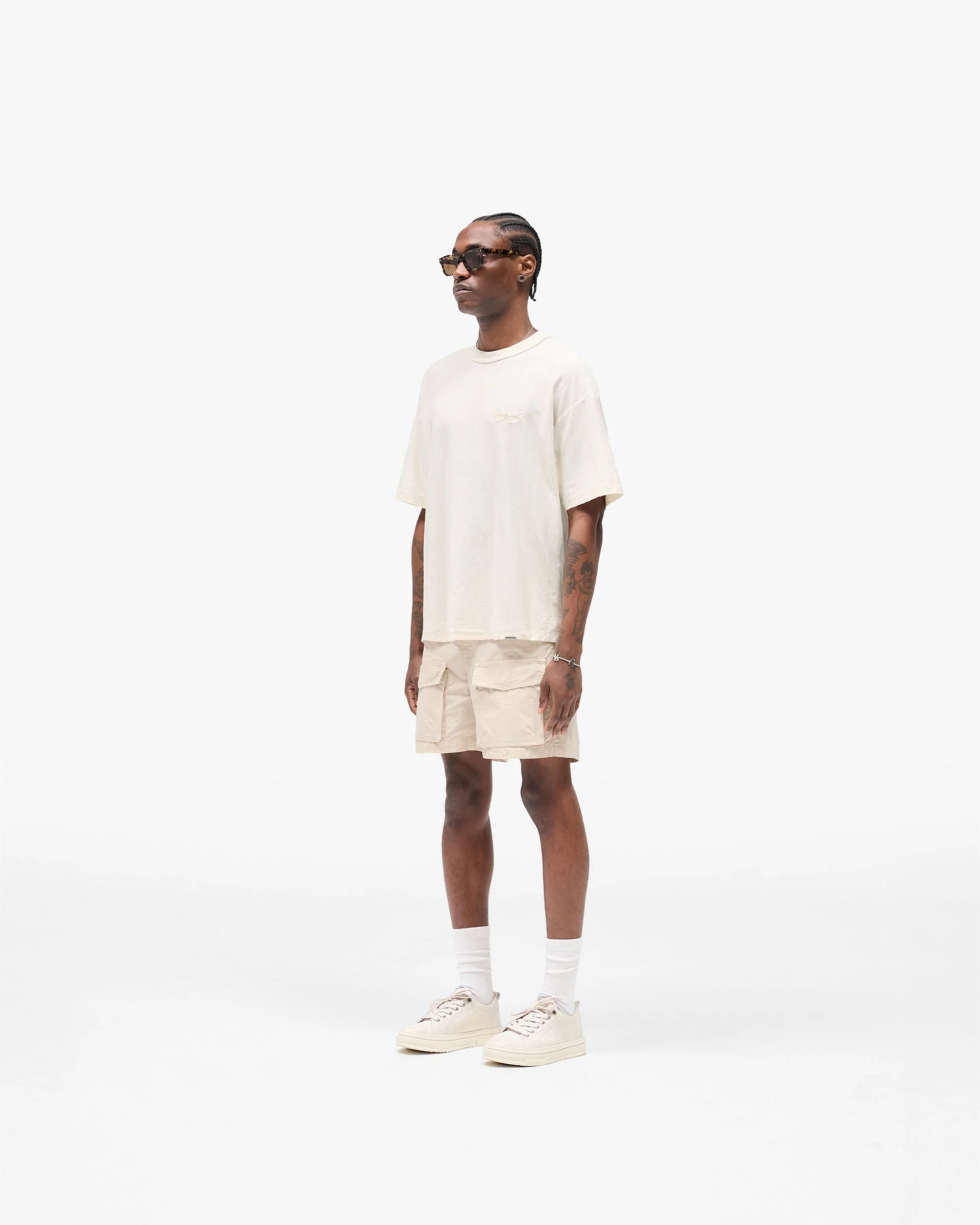 Slub Script T-Shirt - Aged White - Image 6
