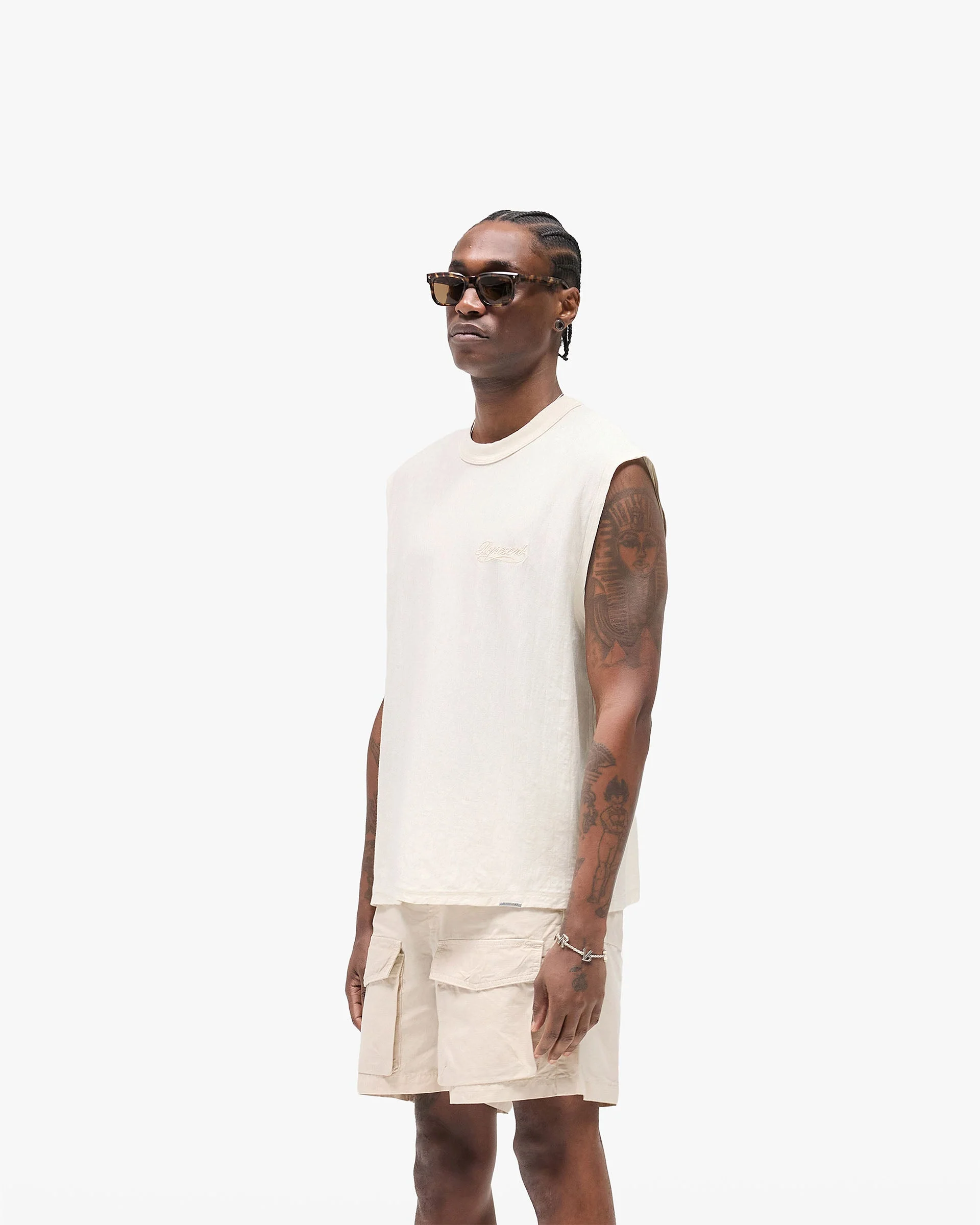 Slub Script Tank - Aged White - Image 3