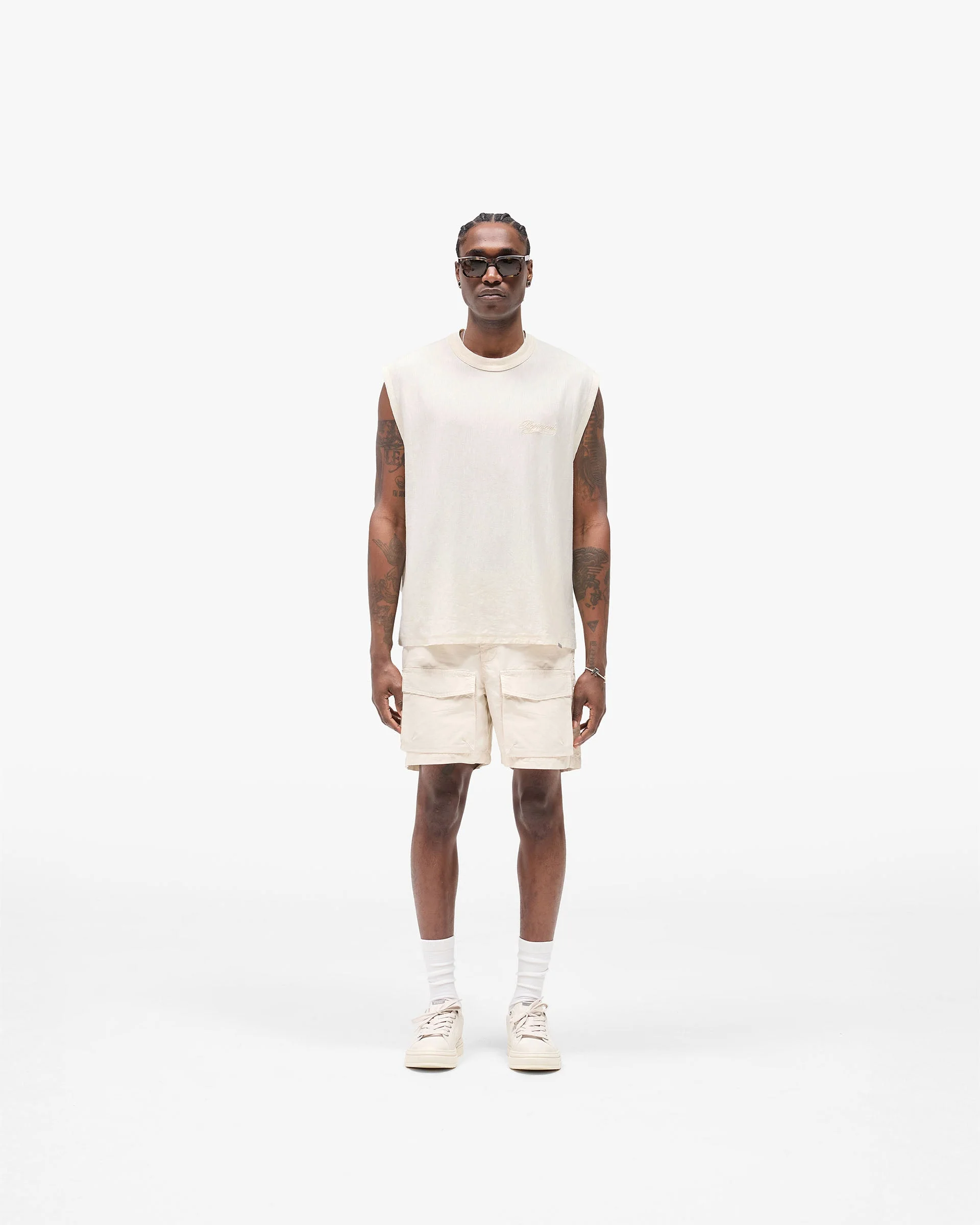 Slub Script Tank - Aged White - Image 5