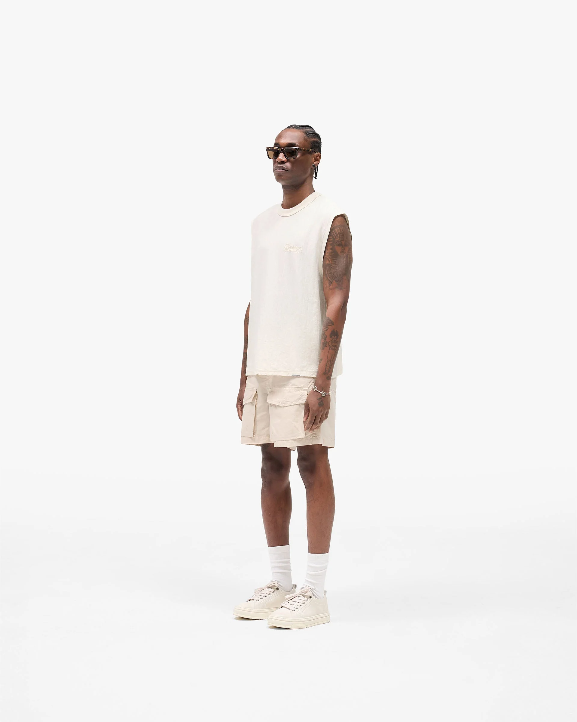 Slub Script Tank - Aged White - Image 6