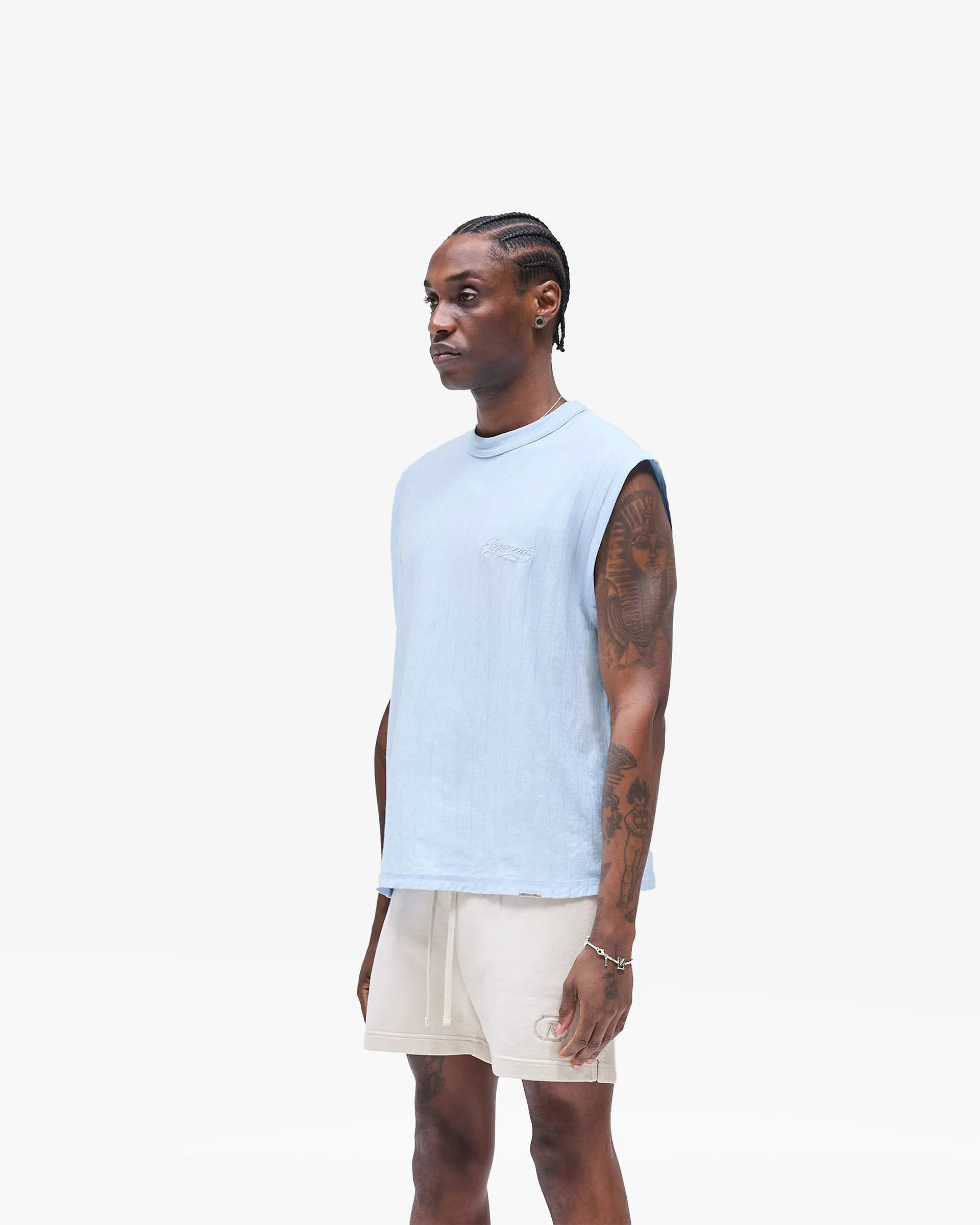 Slub Script Tank - Ice Blue - Image 2