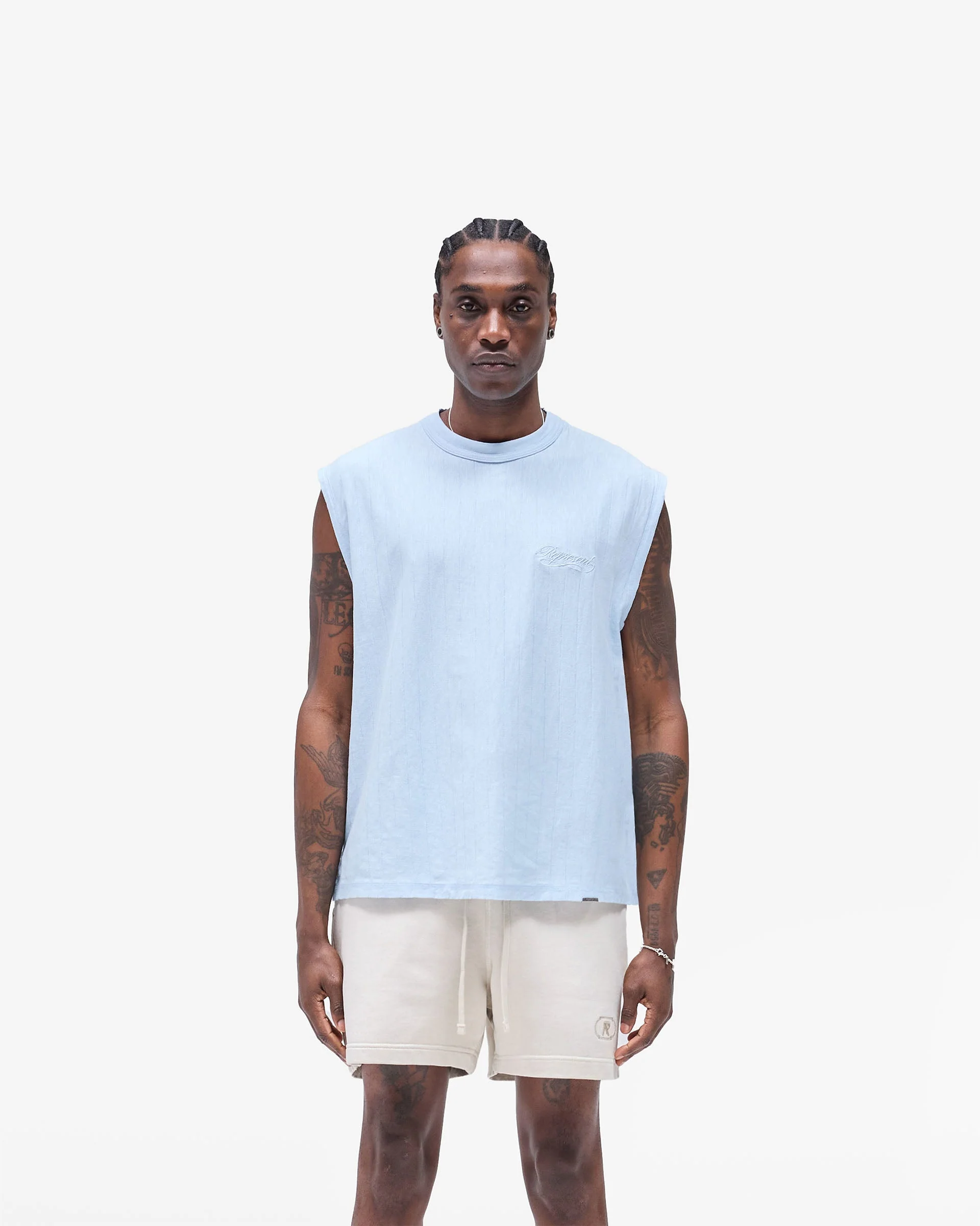 Slub Script Tank - Ice Blue - Image 3