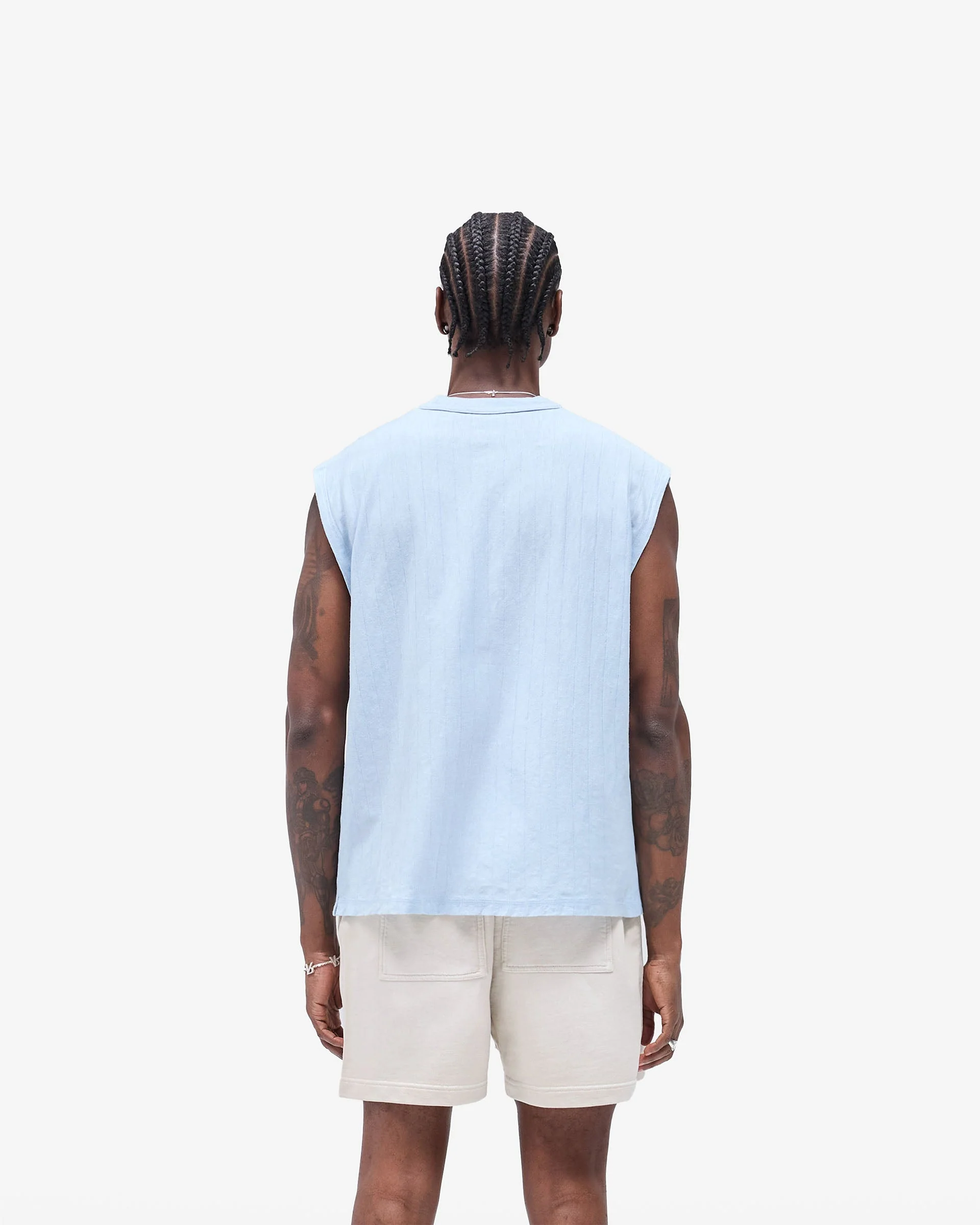 Slub Script Tank - Ice Blue - Image 4