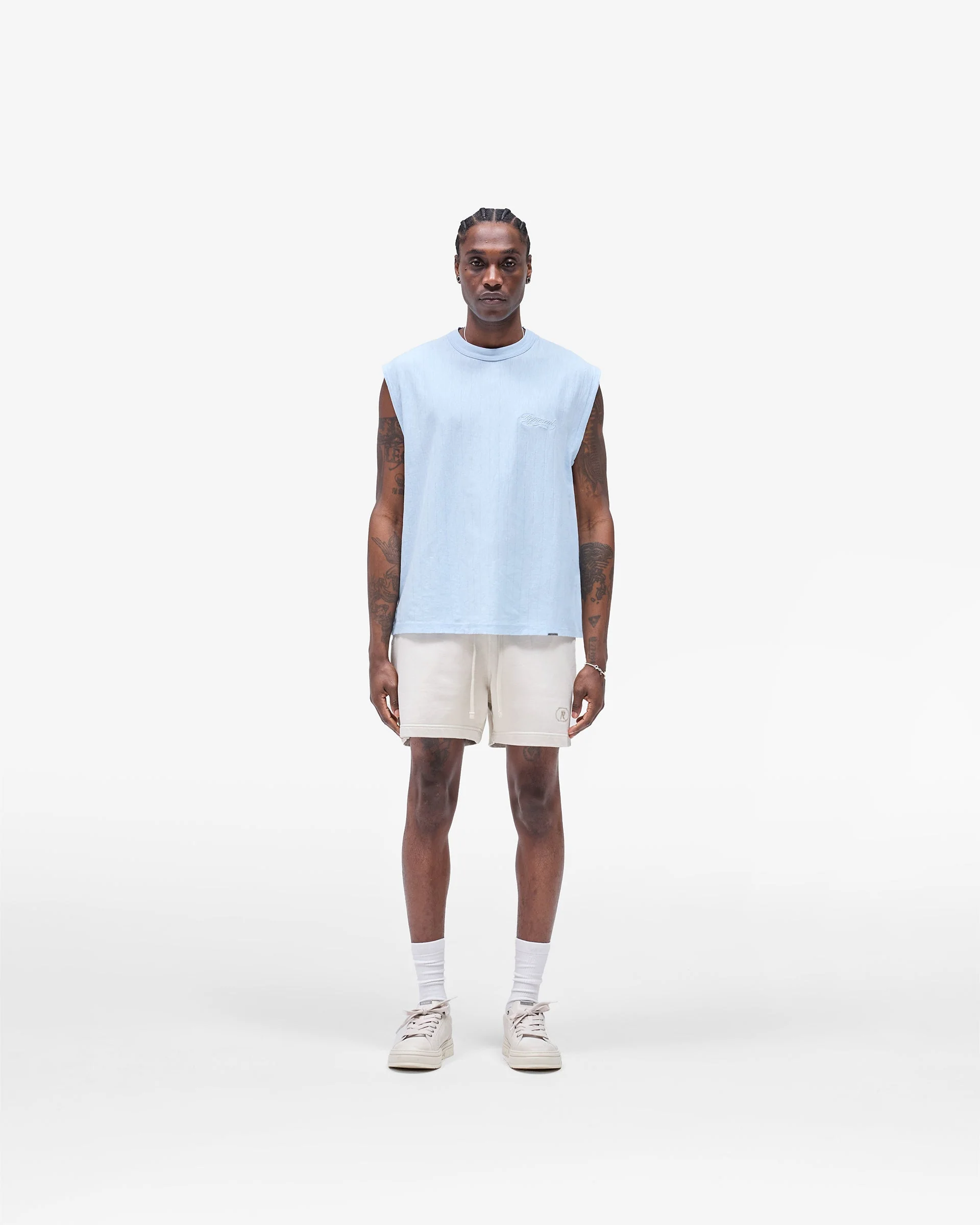 Slub Script Tank - Ice Blue - Image 5