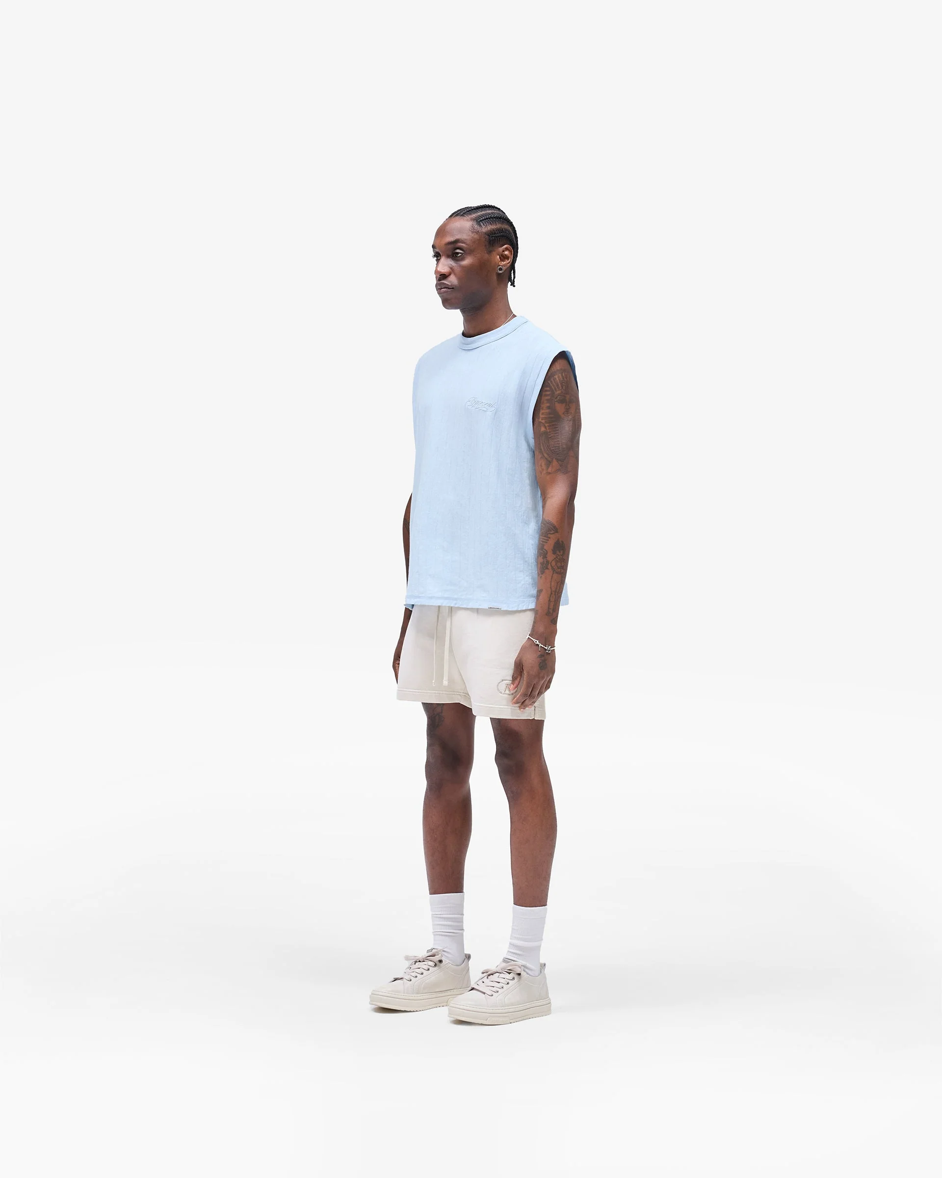 Slub Script Tank - Ice Blue - Image 6