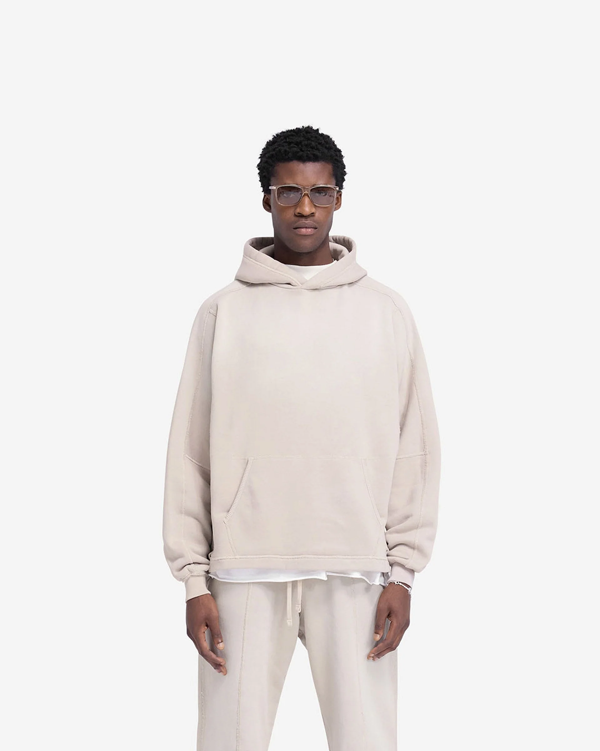 Stepped Hem Hoodie - Oat - Image 3