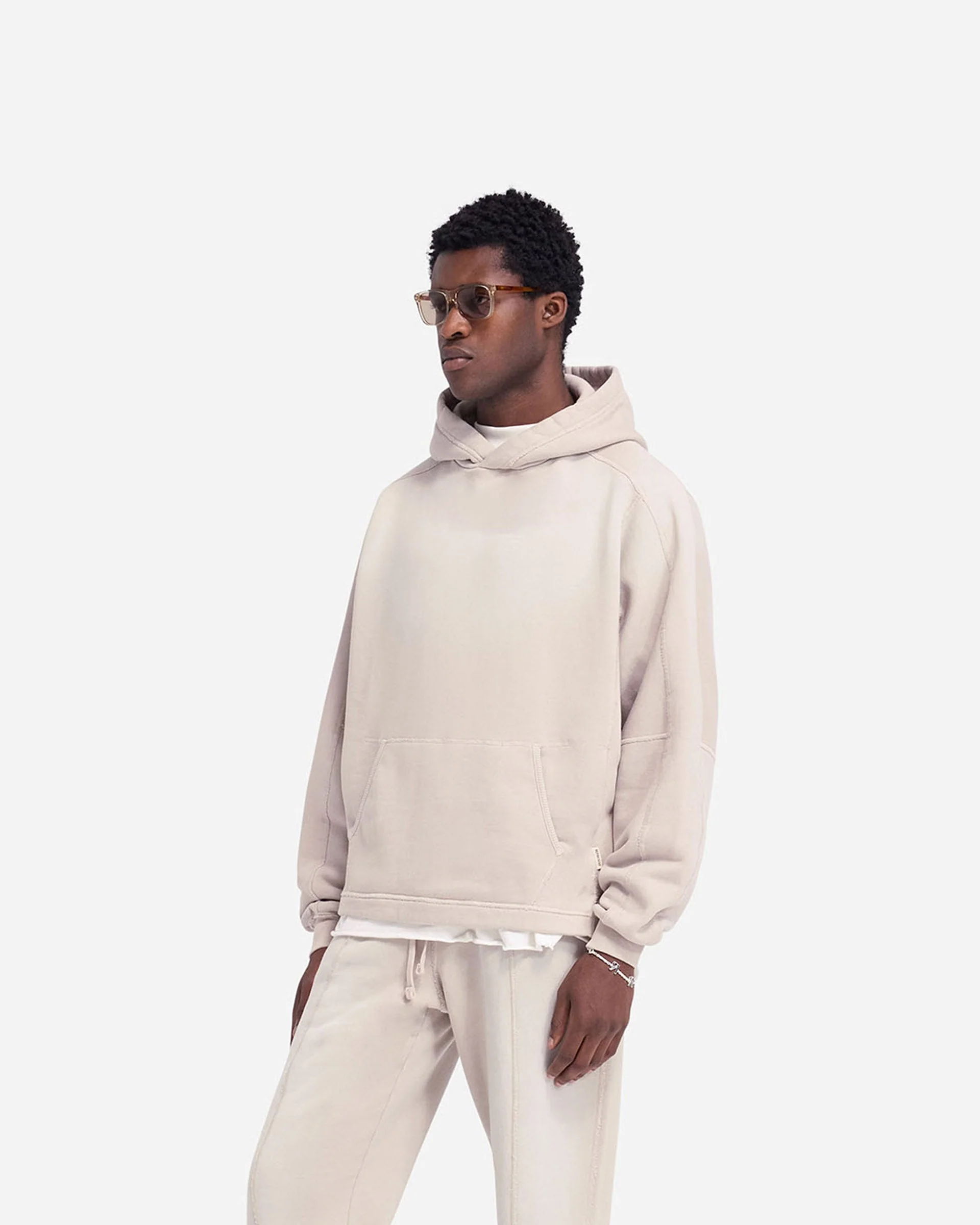 Stepped Hem Hoodie - Oat - Image 4