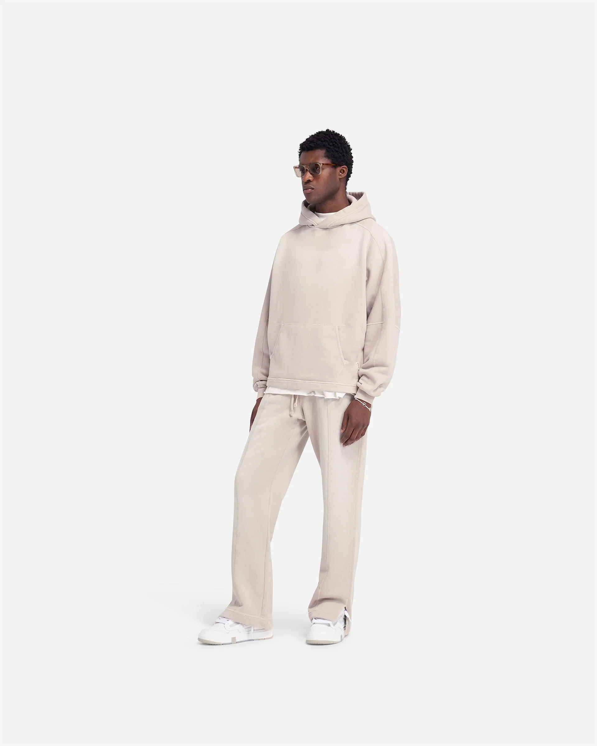 Stepped Hem Hoodie - Oat - Image 7