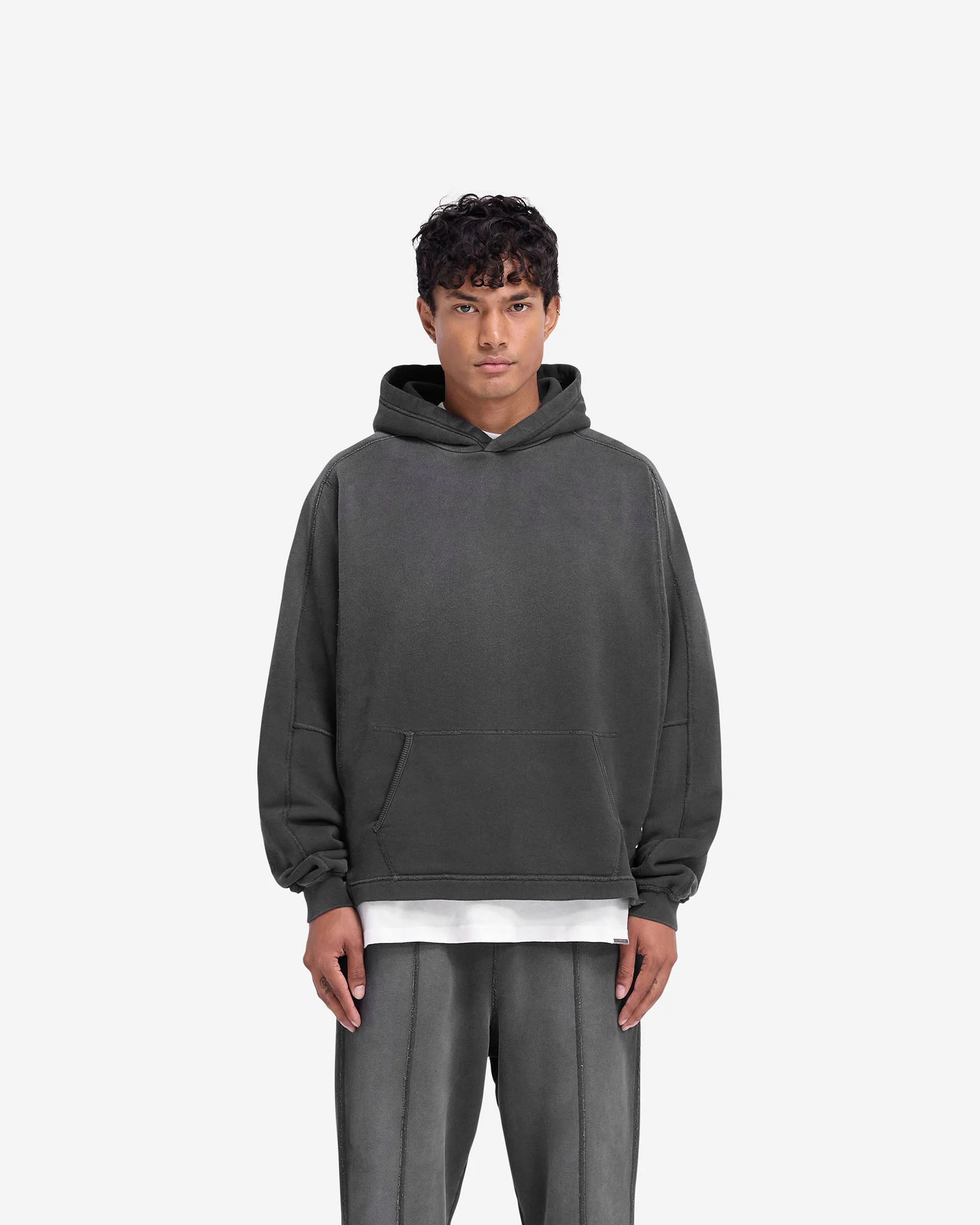Stepped Hem Hoodie - Stained Black - Image 3