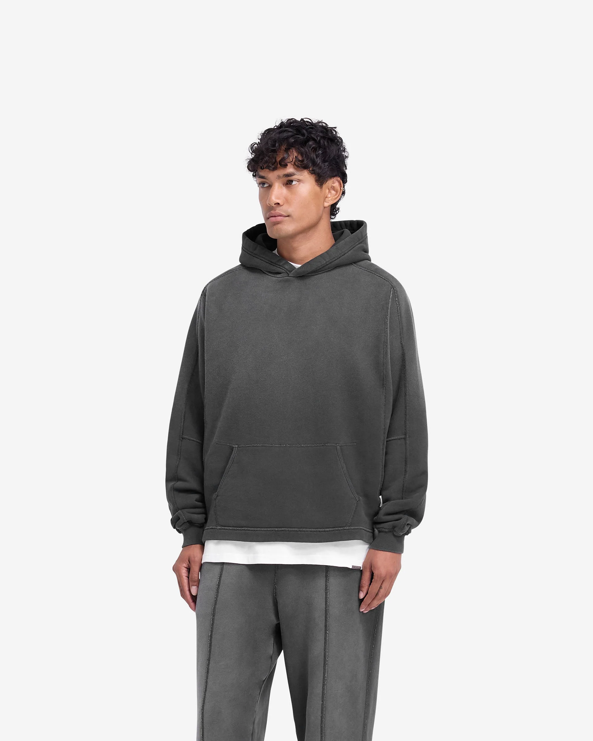 Stepped Hem Hoodie - Stained Black - Image 4