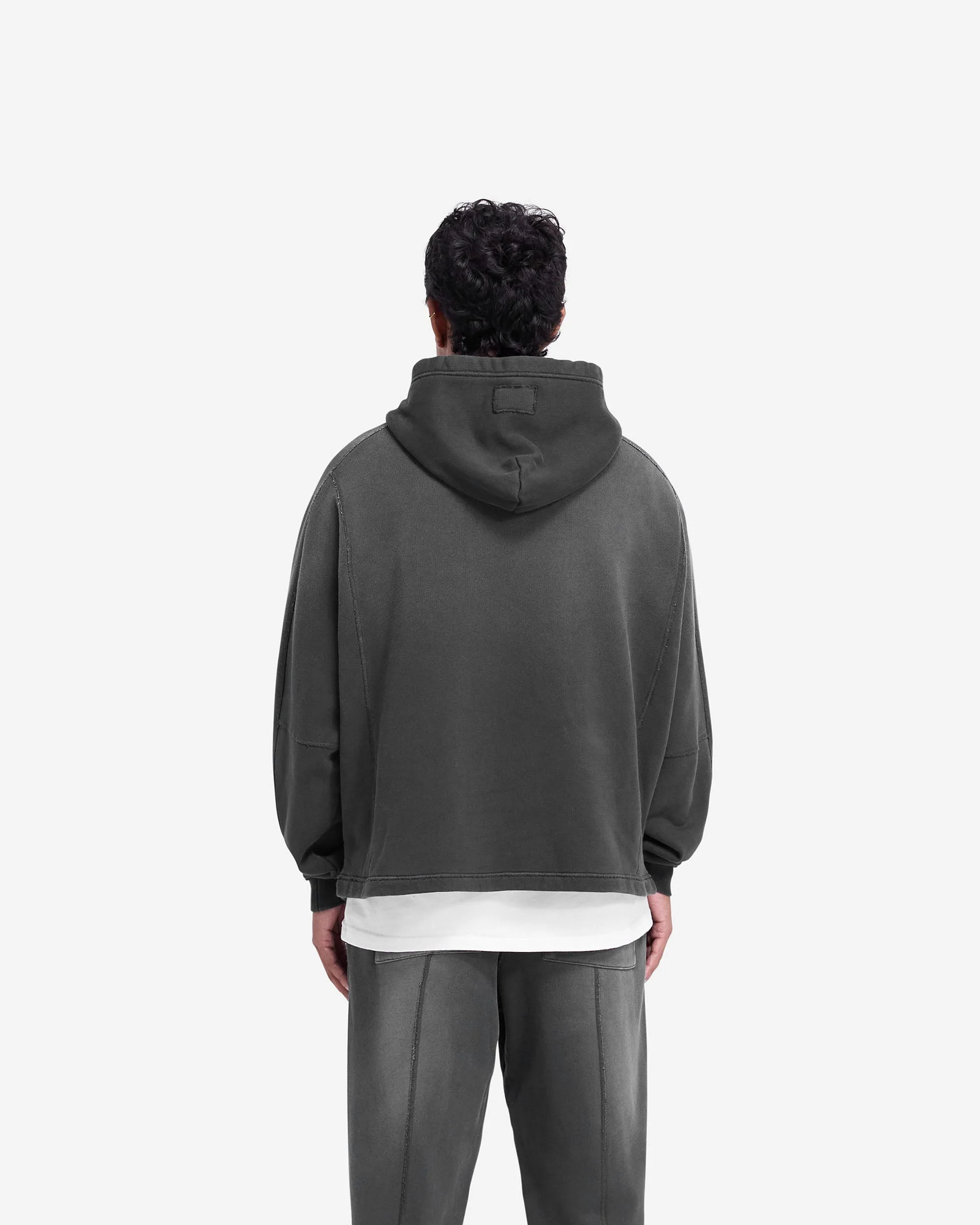 Stepped Hem Hoodie - Stained Black - Image 5