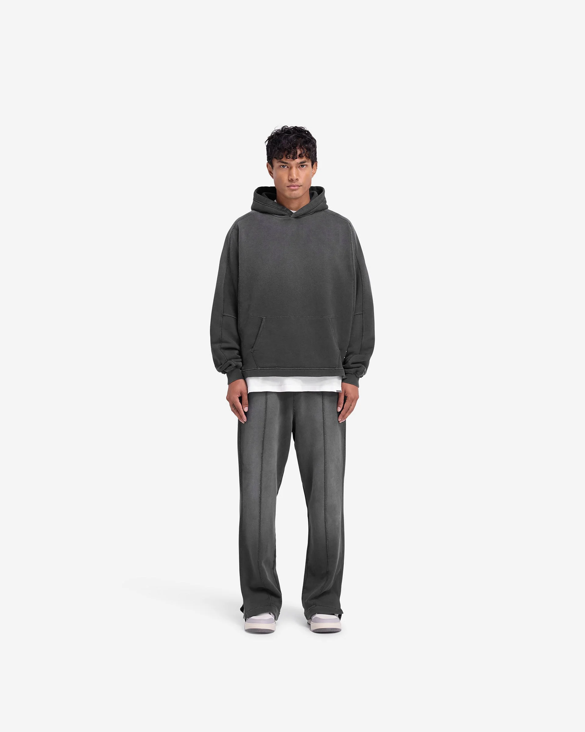 Stepped Hem Hoodie - Stained Black - Image 6