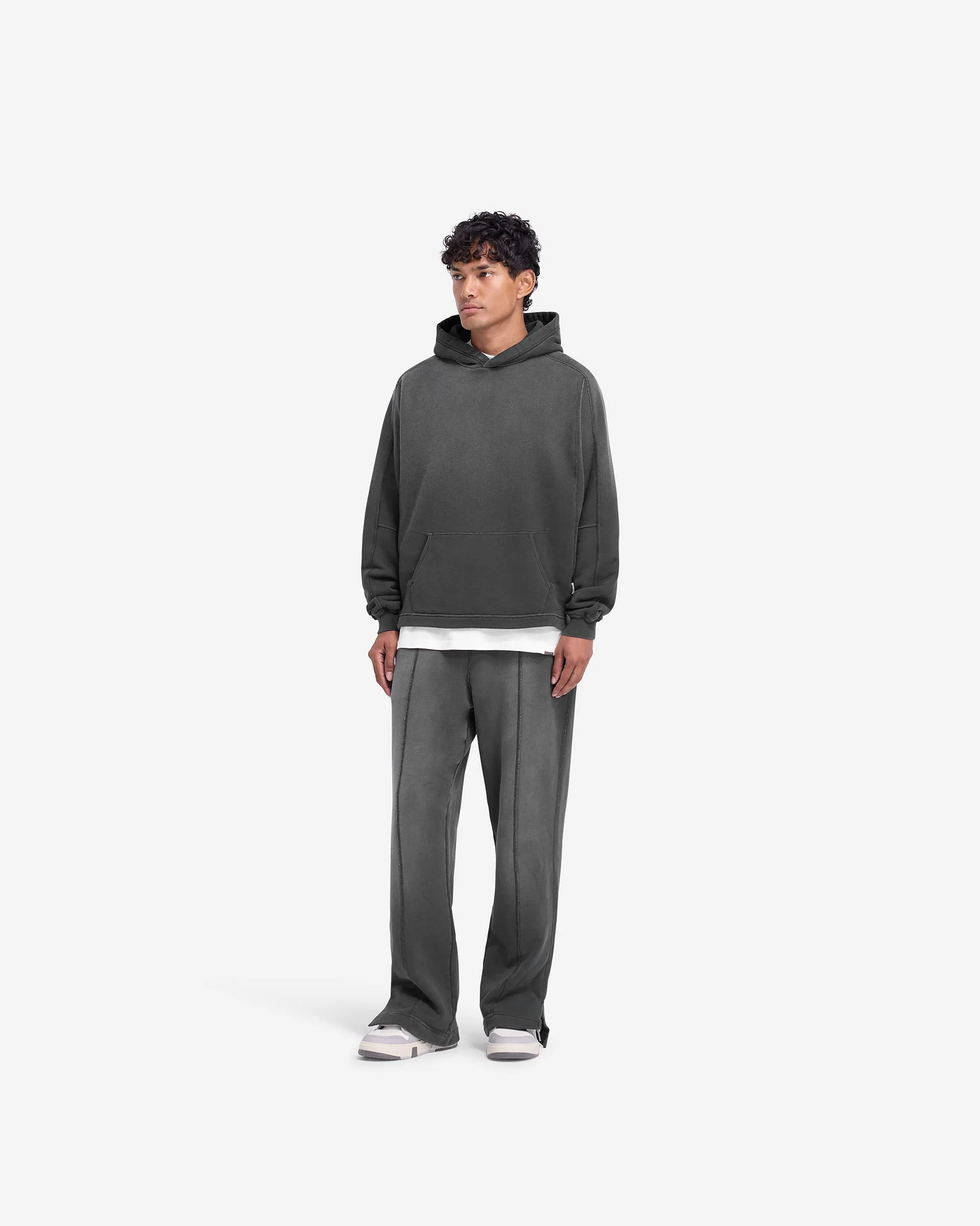 Stepped Hem Hoodie - Stained Black - Image 7