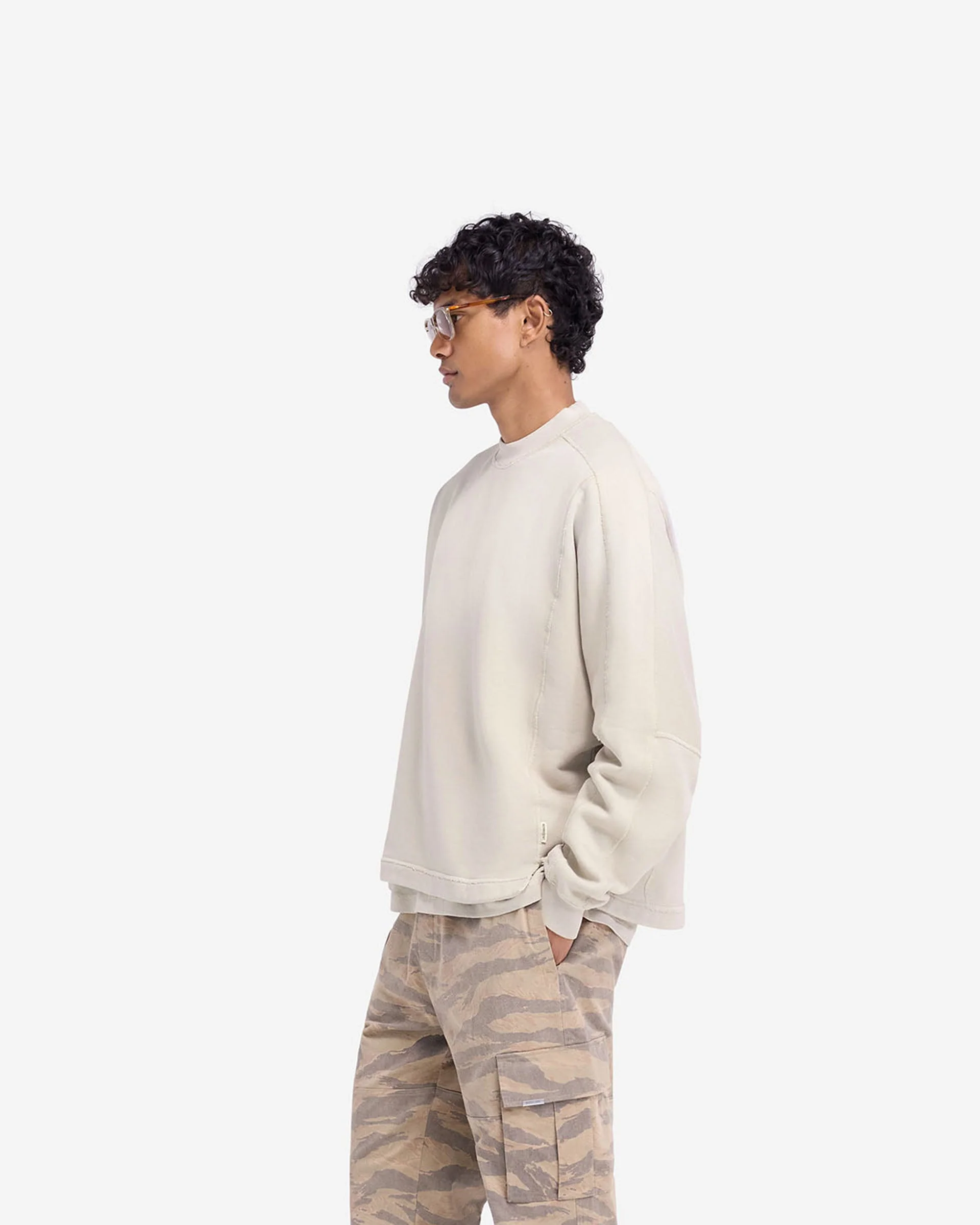 Stepped Hem Sweatshirt - Oat - Image 4