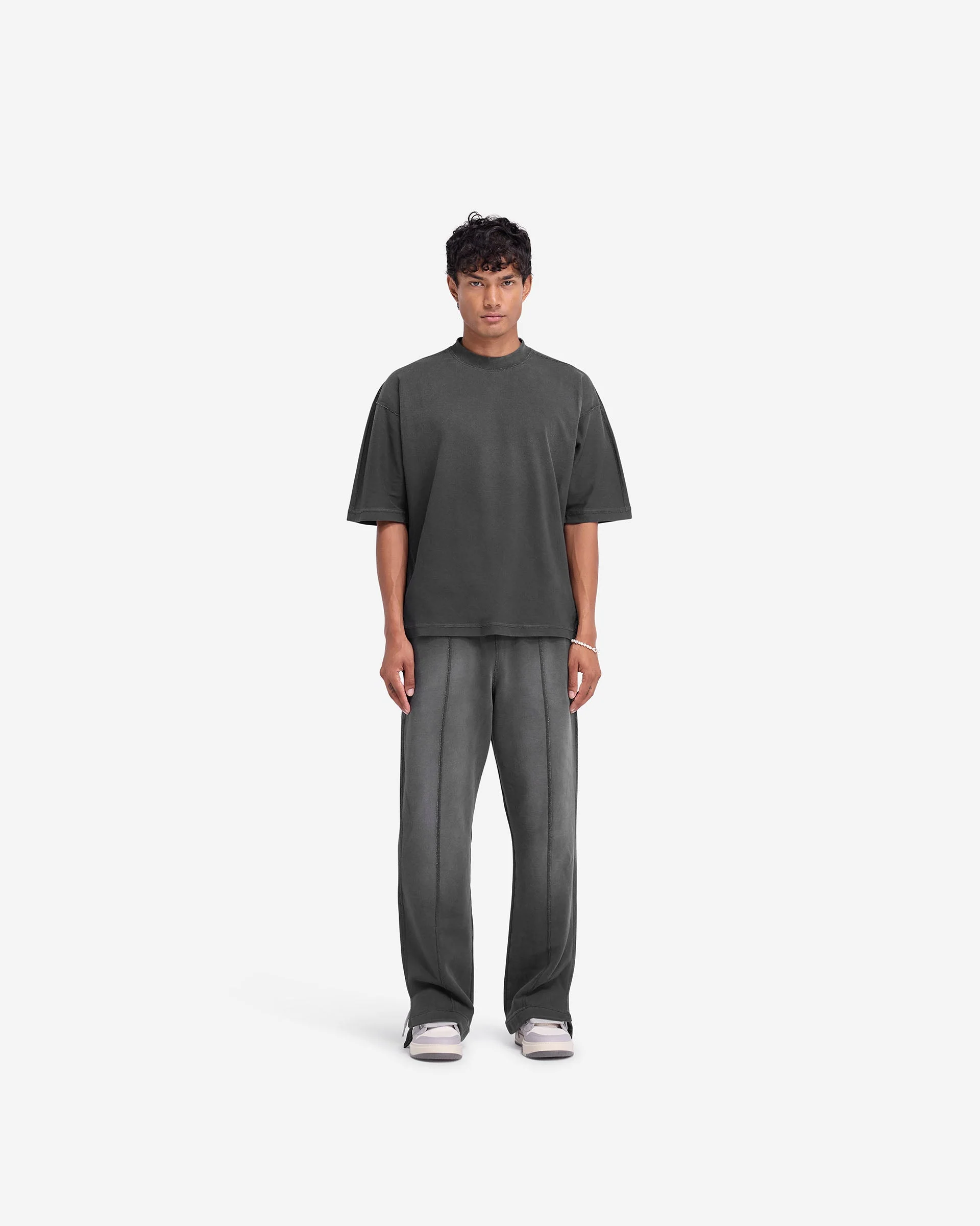 Stepped Hem T-Shirt - Stained Black - Image 6