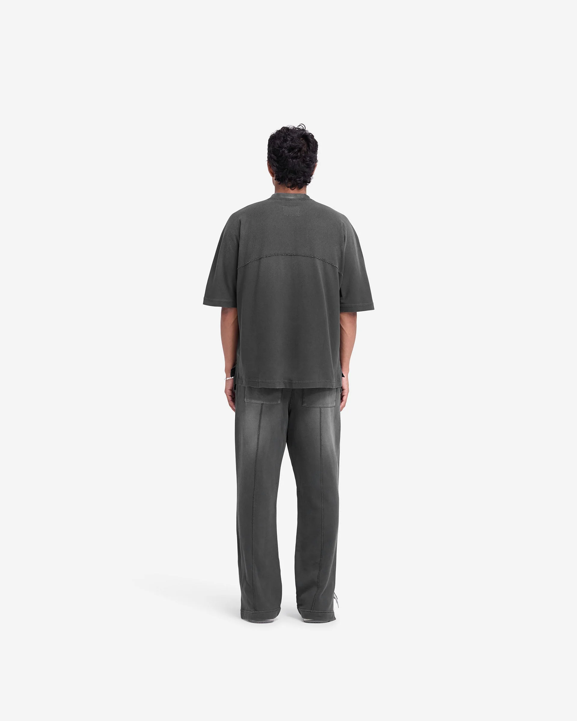 Stepped Hem T-Shirt - Stained Black - Image 8